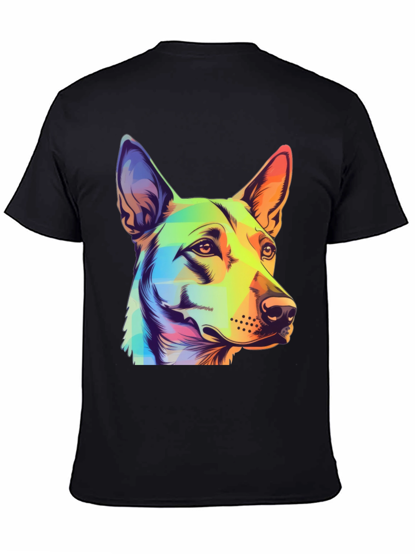 Black Colorful Dog Graphic Tee - Unique Animal Art view 4