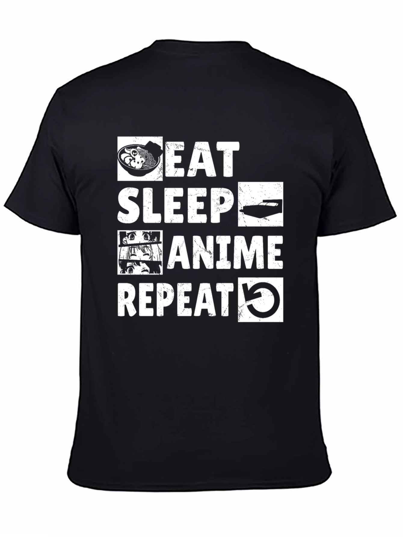 Black Eat Sleep Anime Repeat Graphic T-Shirt view 4