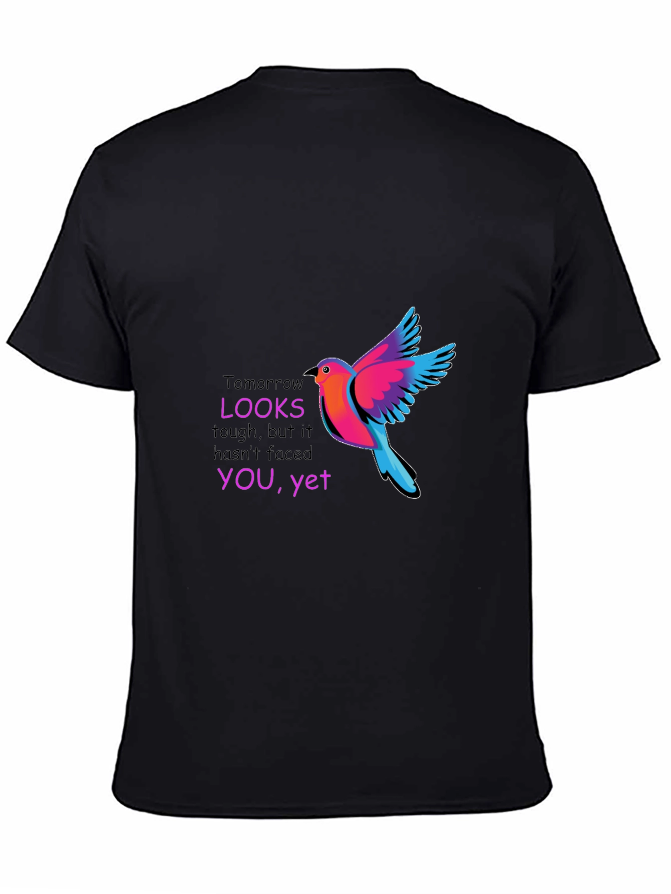 Black Motivational Bird Graphic Black T-Shirt view 4