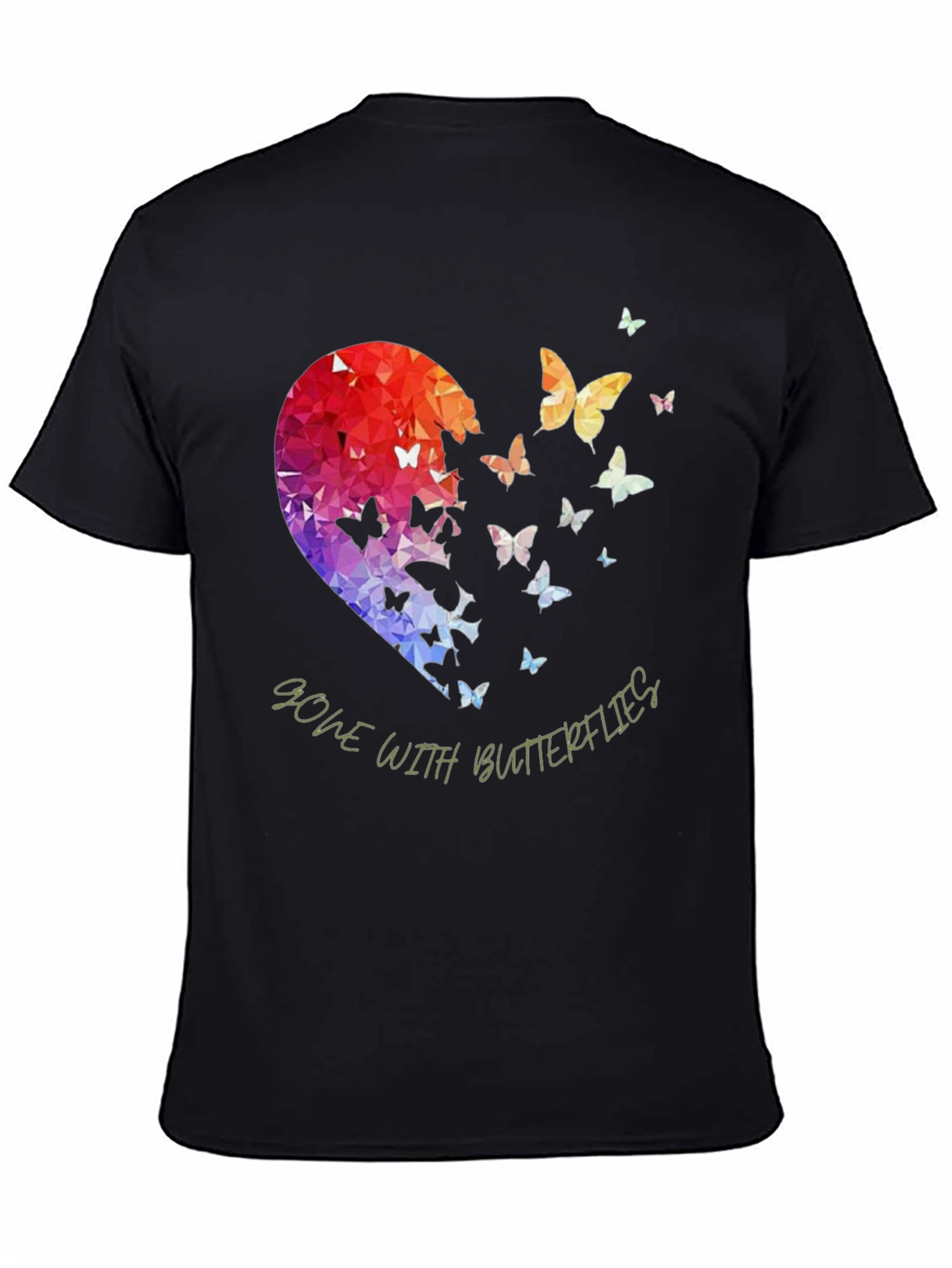 Black Gone With Butterflies Graphic T-Shirt view 4