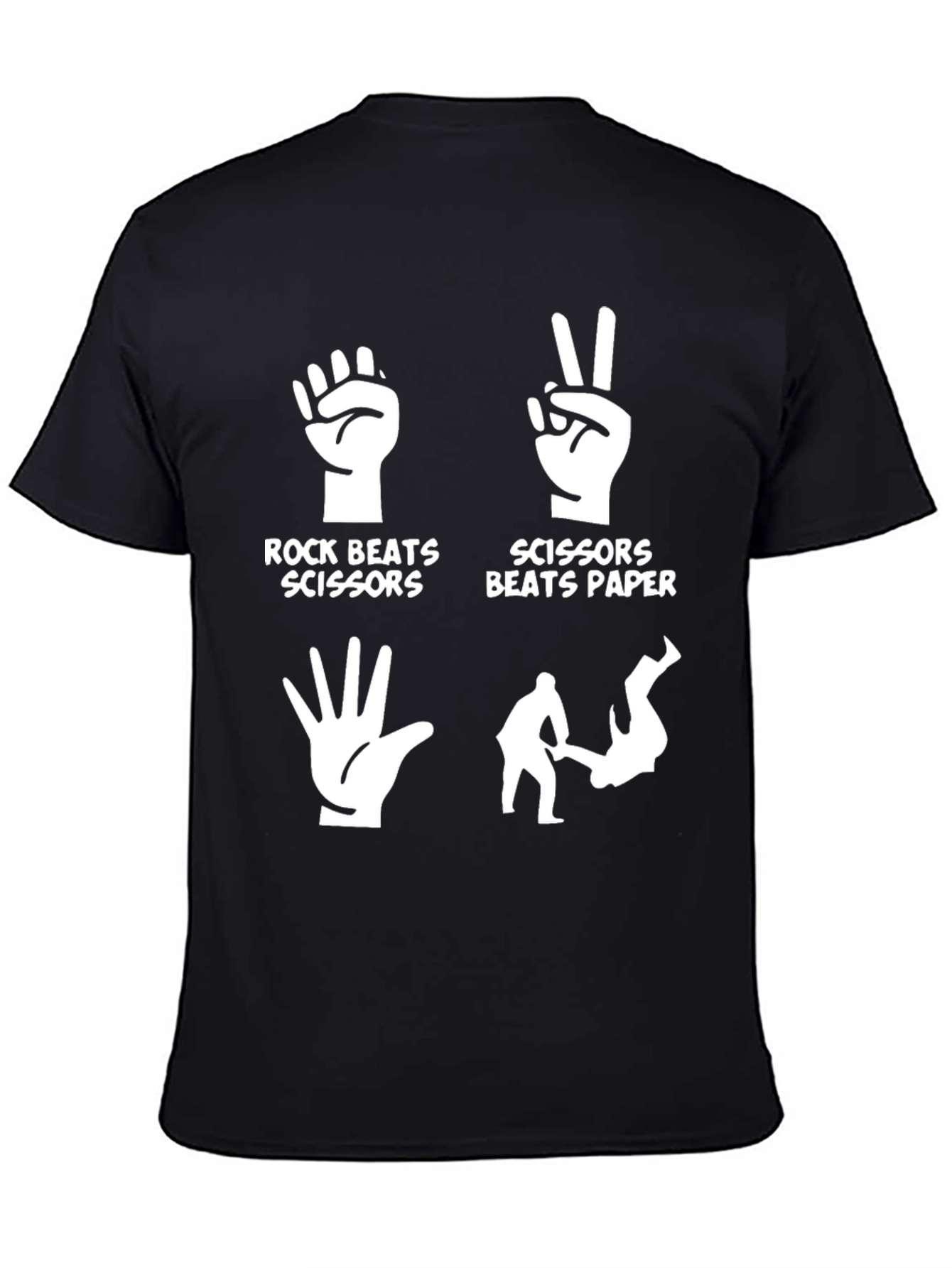 Black Rock, Paper, Scissors Funny Graphic T-Shirt view 4
