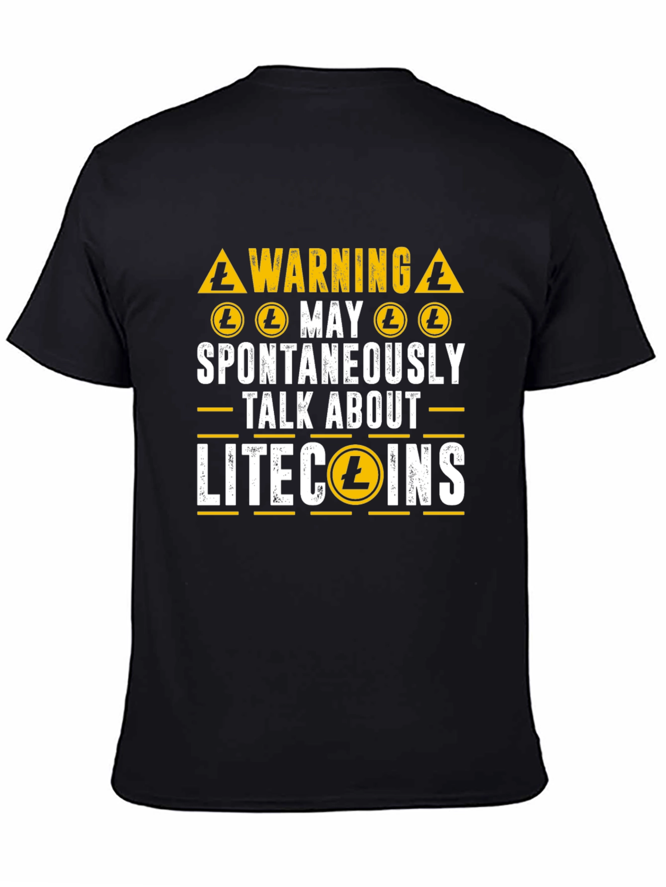 Black Litecoin Crypto Warning T-Shirt - Spontaneously Talk view 4