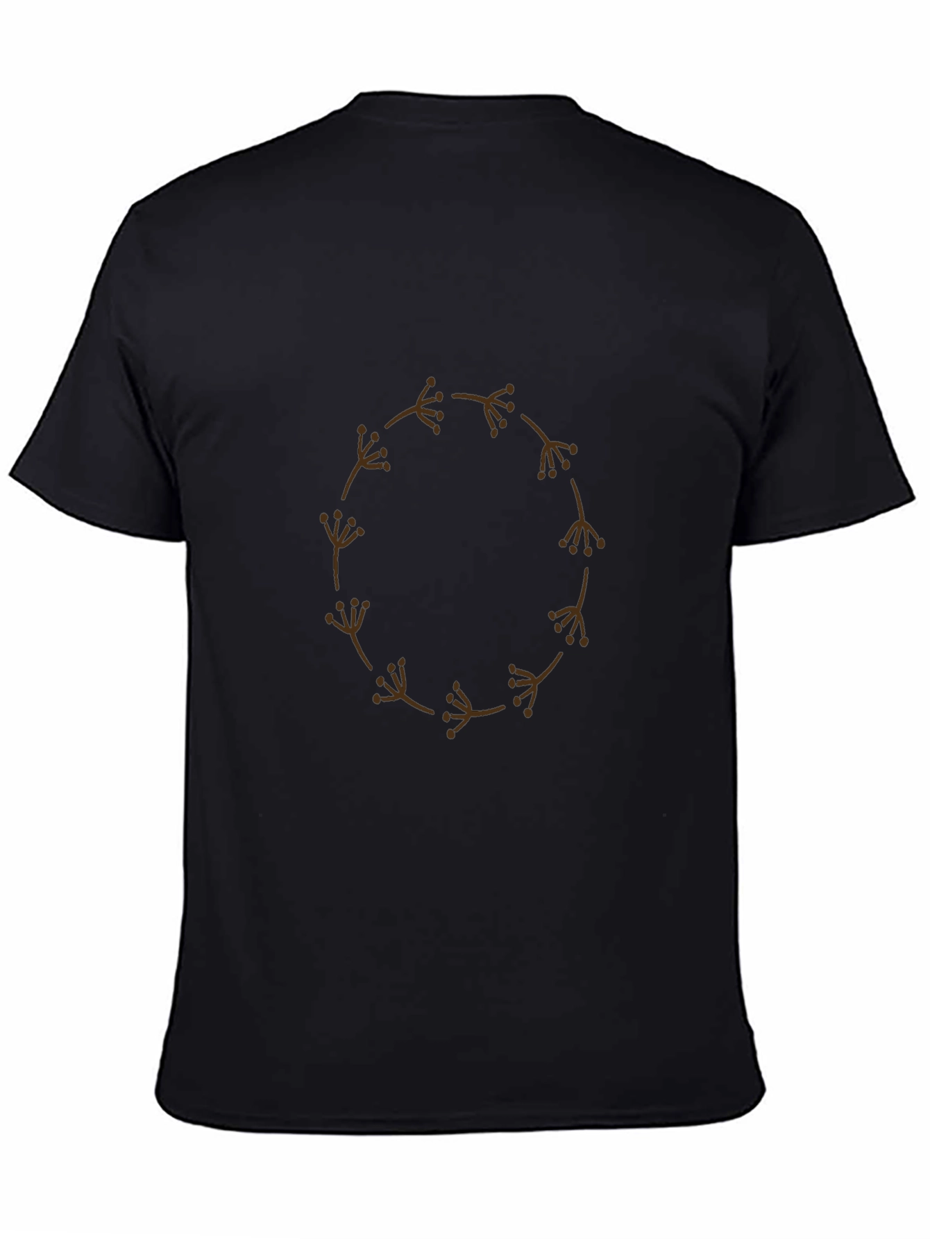 Black Black Tee with Floral Wreath Design view 4