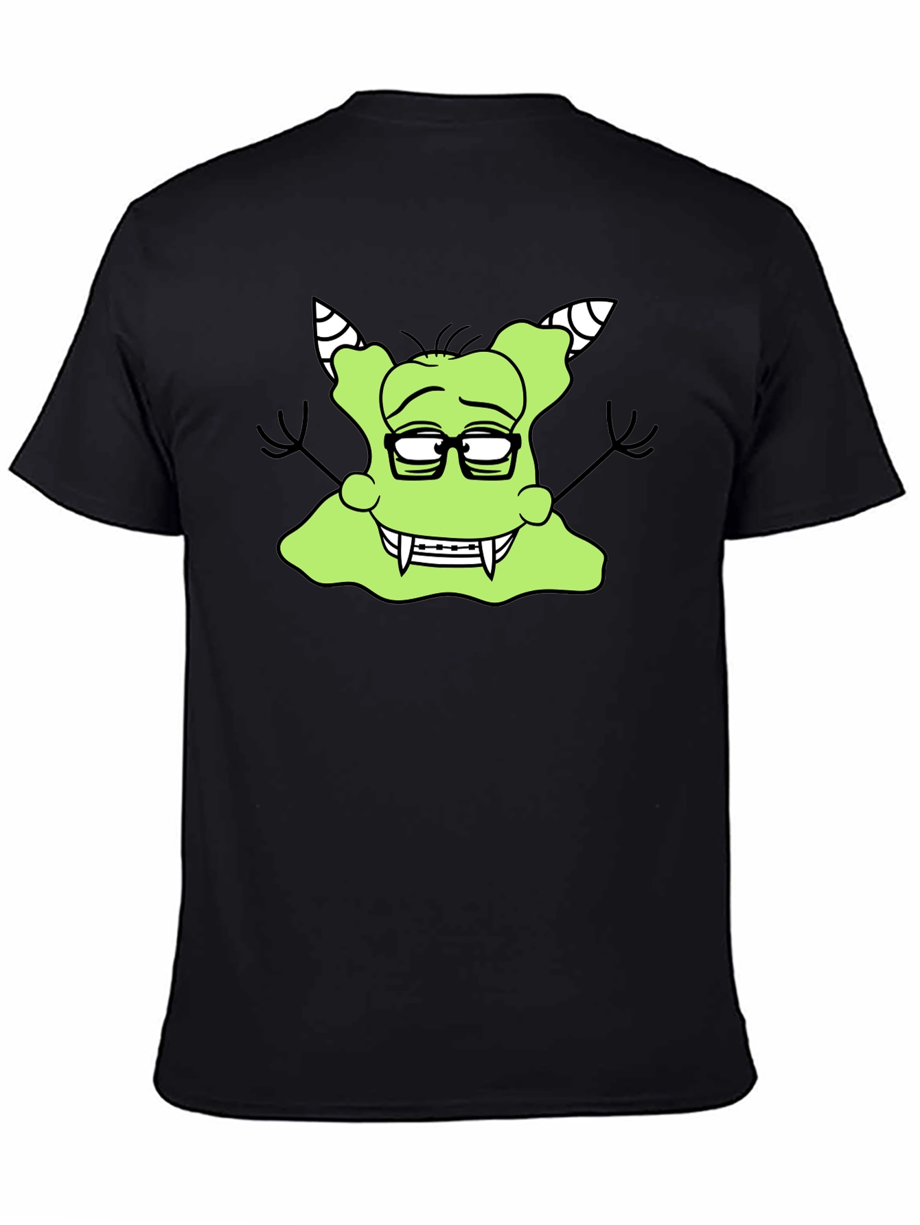 Black Nerdy Green Monster Graphic T-Shirt view 4