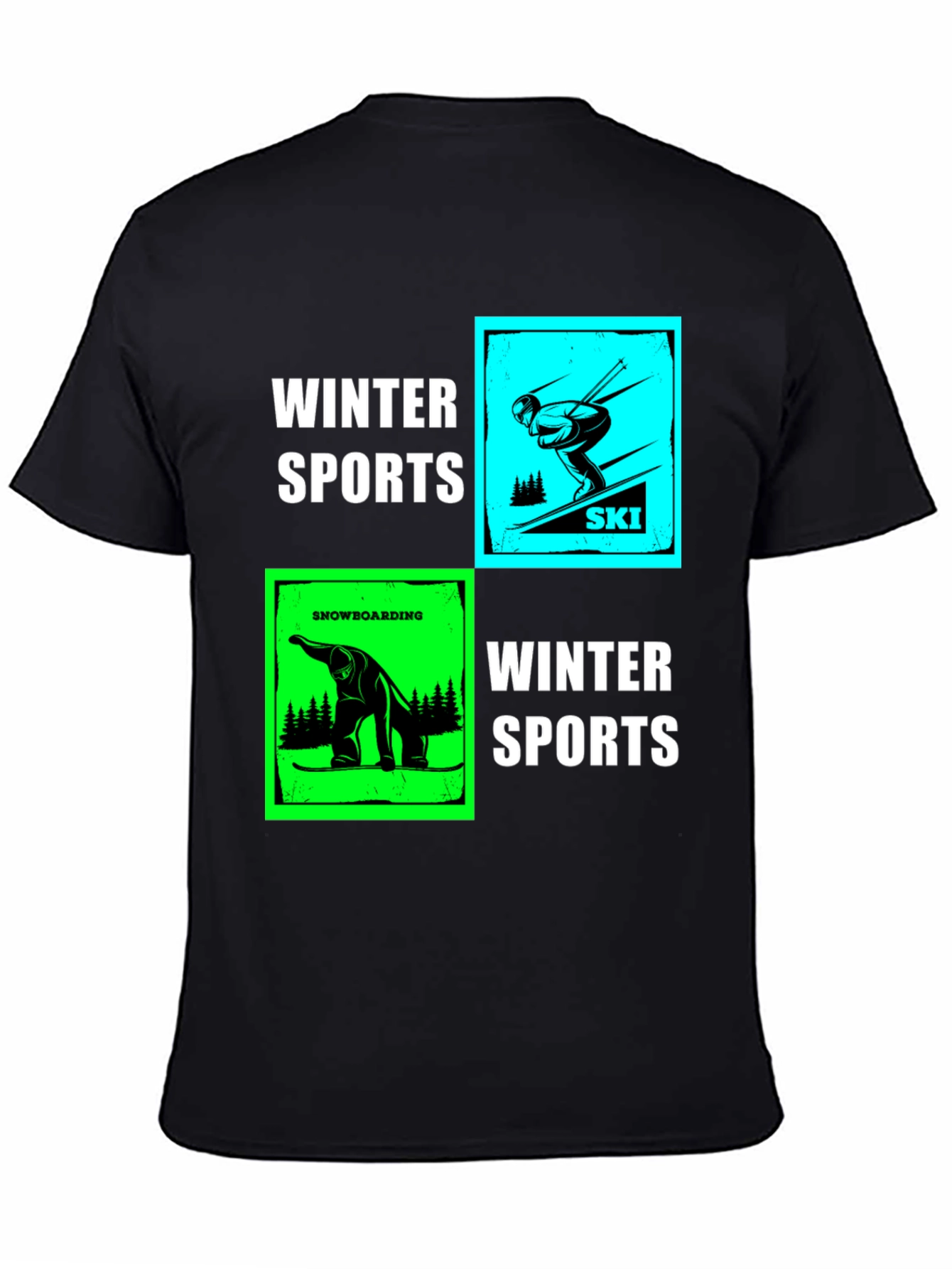 Black Winter Sports Graphic T-Shirt - Skiing & Snowboarding view 4