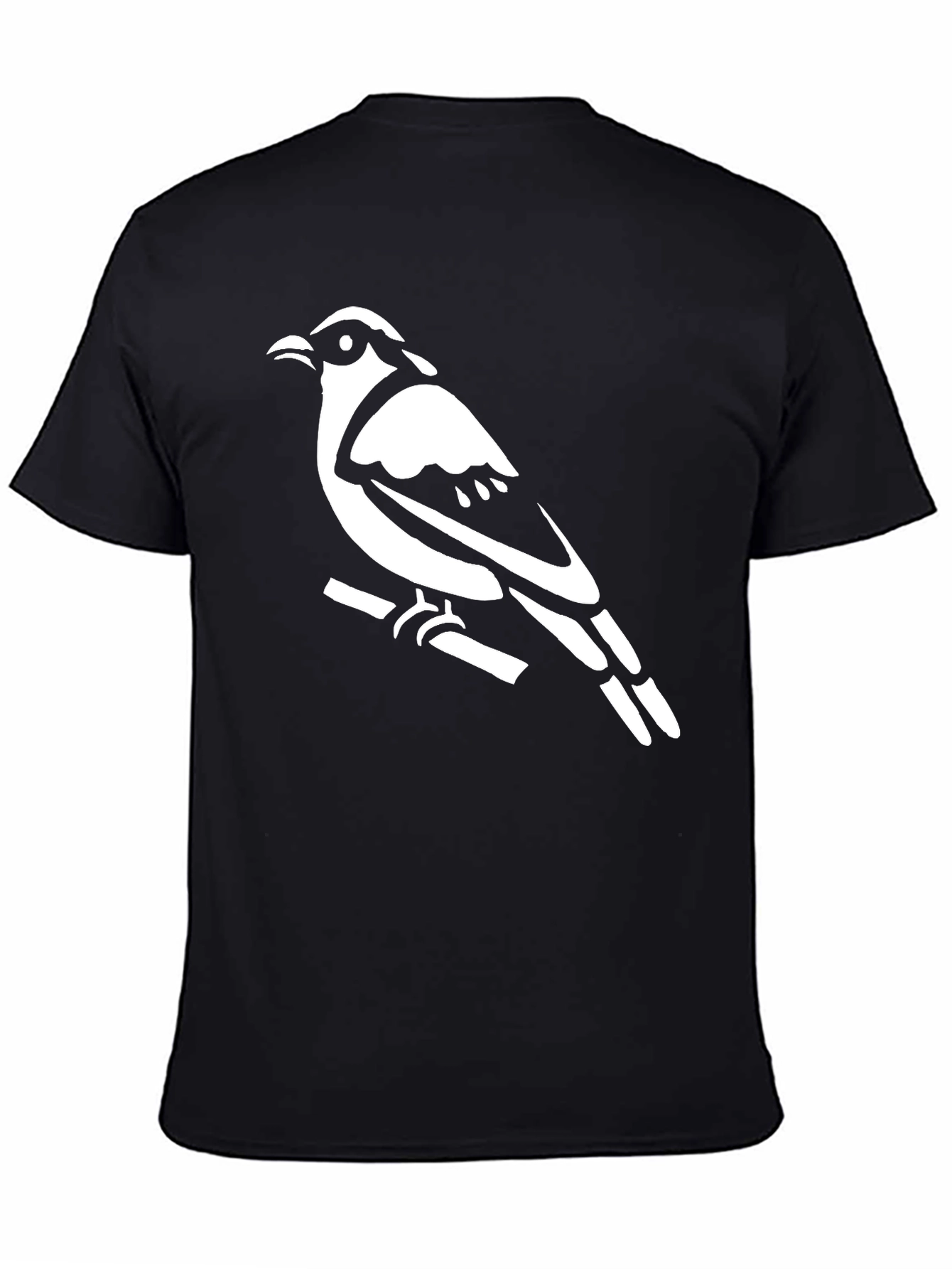 Black Bird on Branch Graphic Tee - Black Cotton Shirt view 4