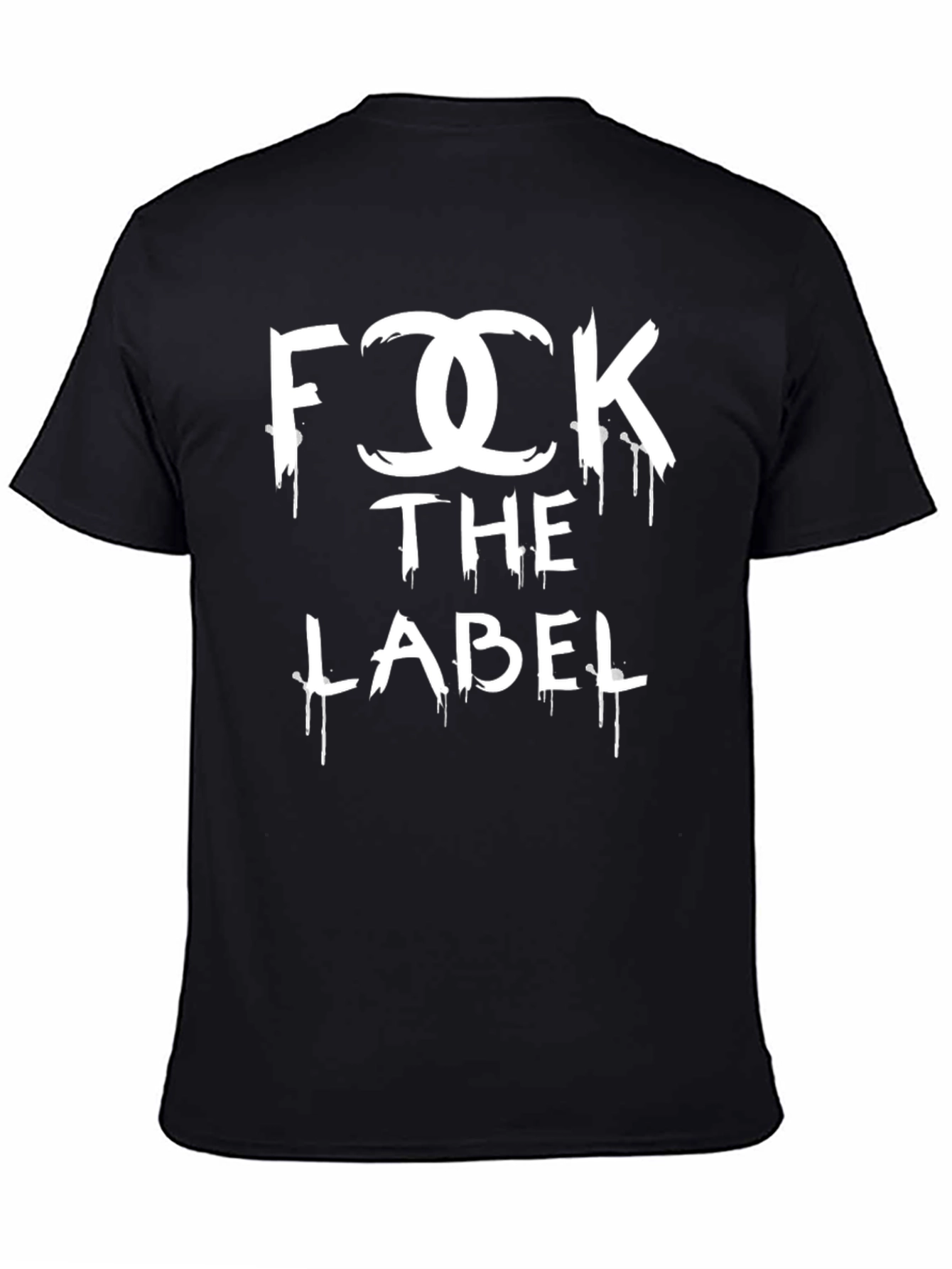 Black "F**K THE LABEL" Graphic Black T-Shirt view 4