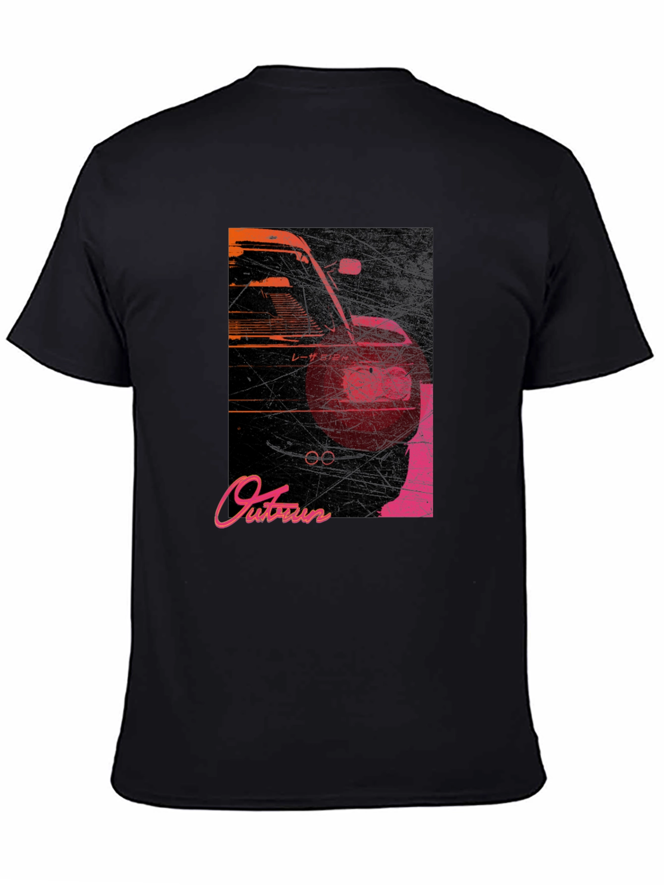Black Retro Outrun Car Graphic T-Shirt view 4