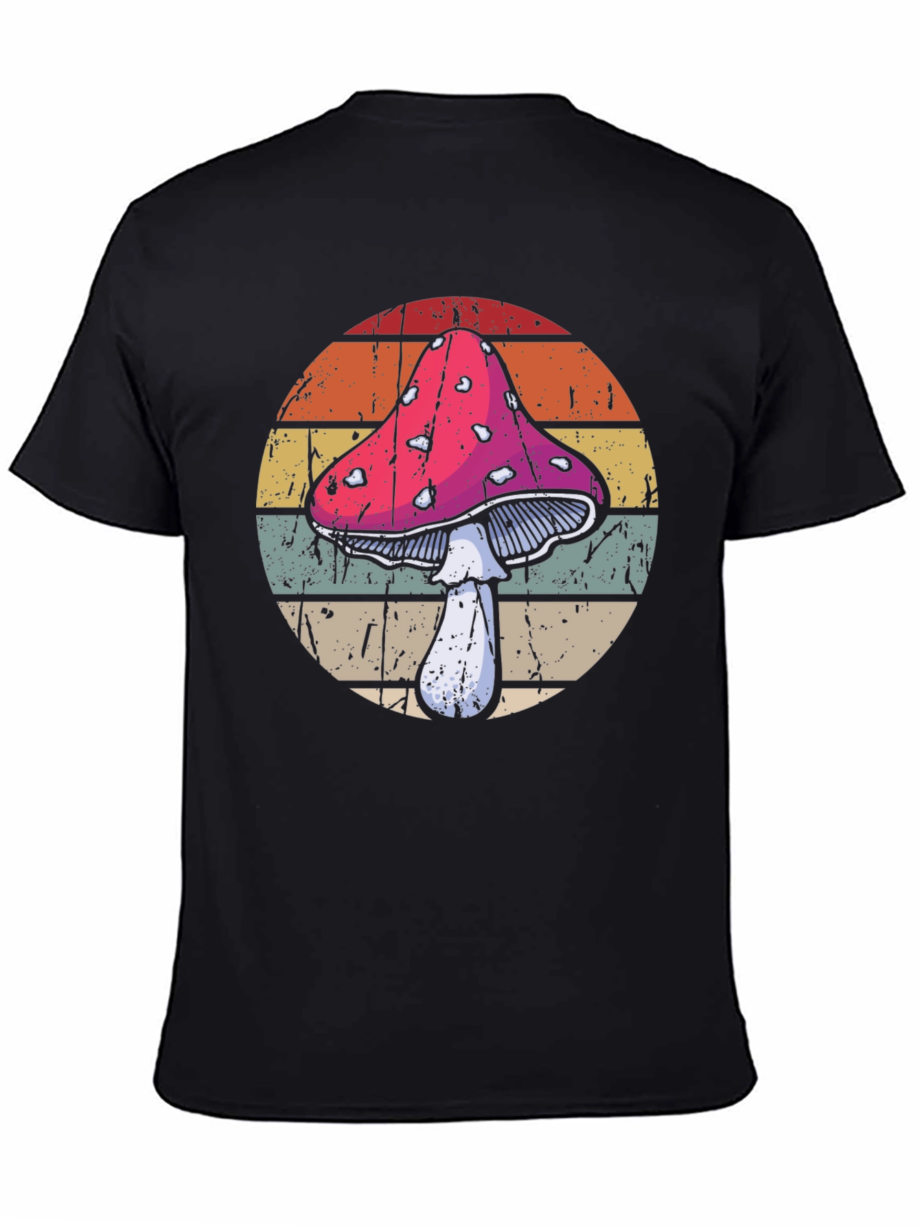 Black Retro Mushroom T-Shirt - Vintage Style Graphic Tee view 4