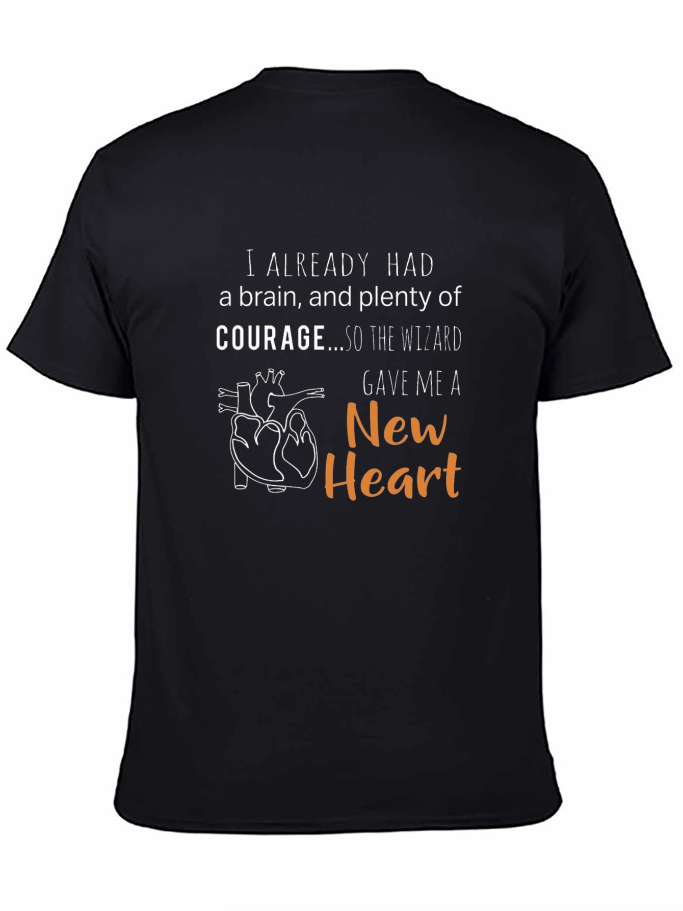 Black I Already Had A Brain New Heart T-Shirt view 4