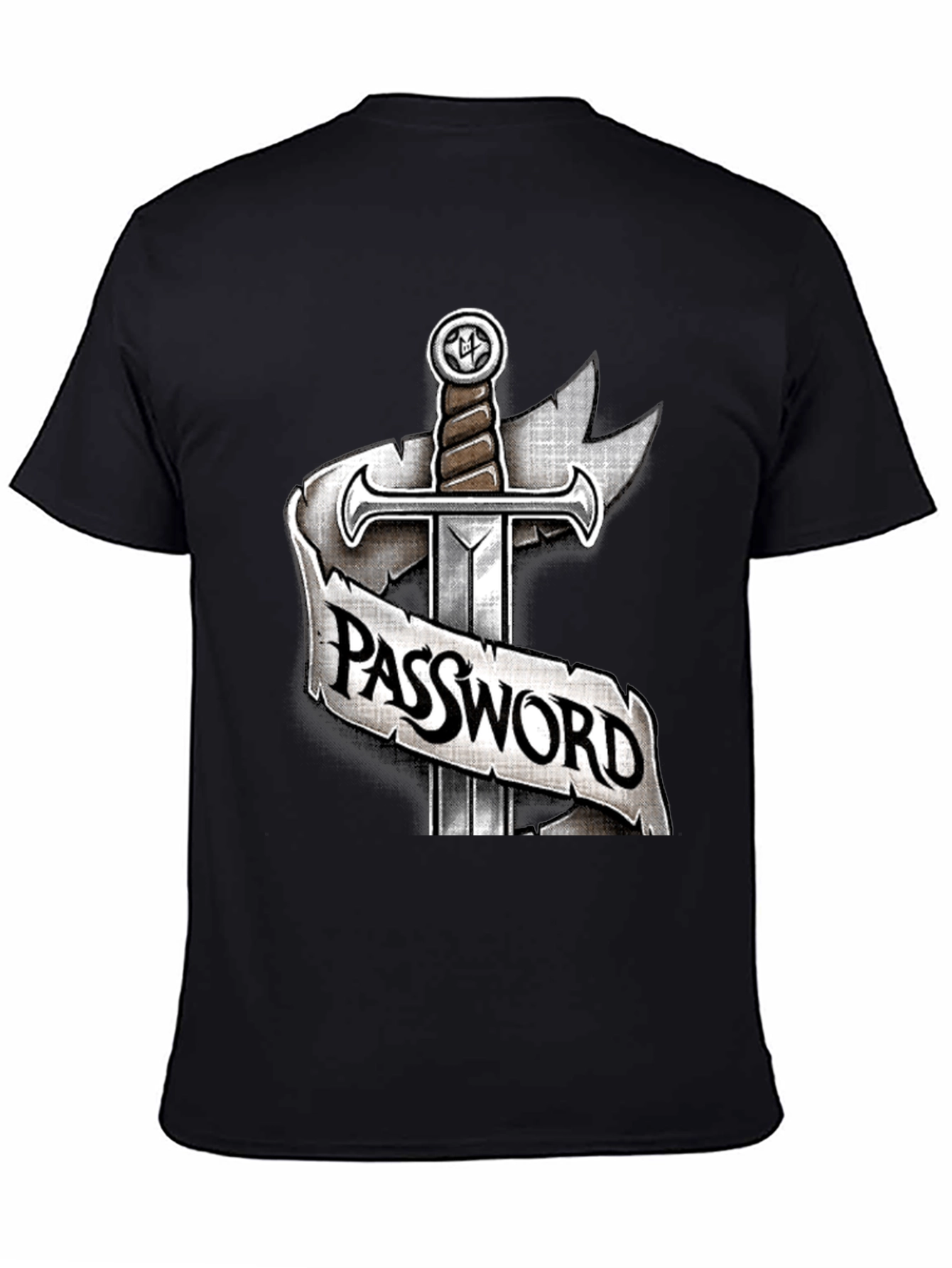 Black Password Sword Graphic Tee - Secure Style view 4