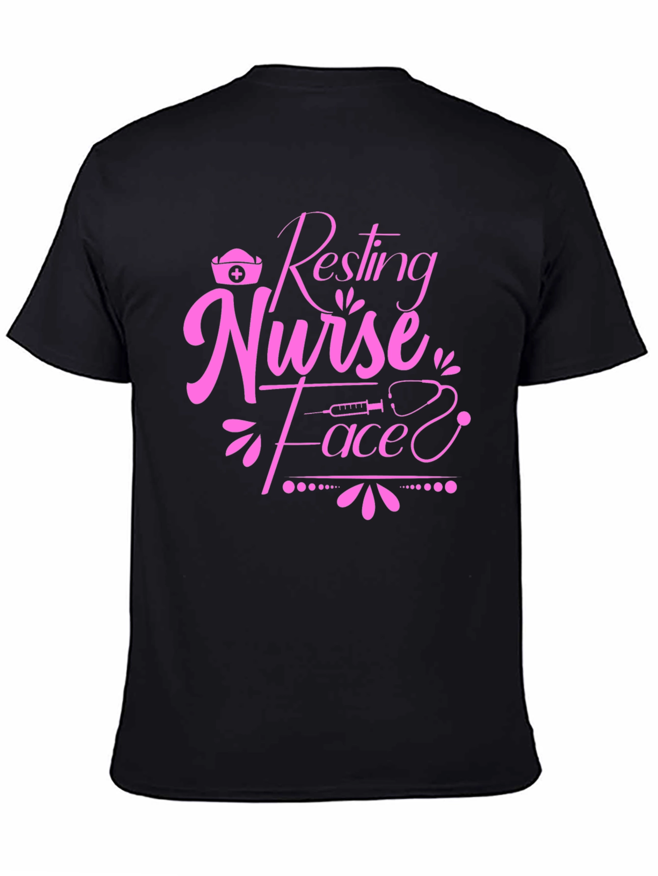 Black Resting Nurse Face T-Shirt - Novelty Graphic Tee view 4