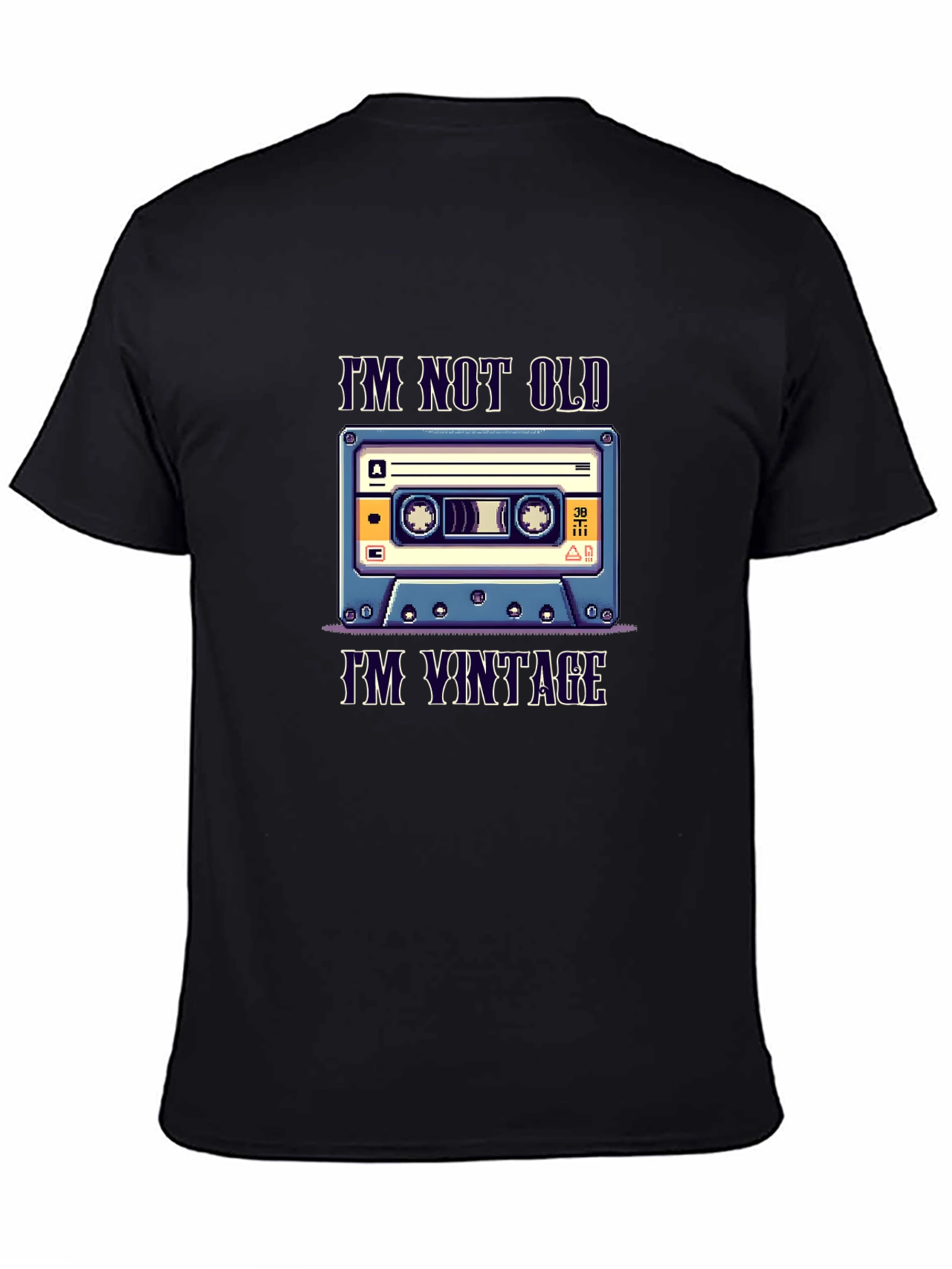 Black Vintage Cassette Tape T-Shirt - "I'm Not Old, I'm Vintage" view 4