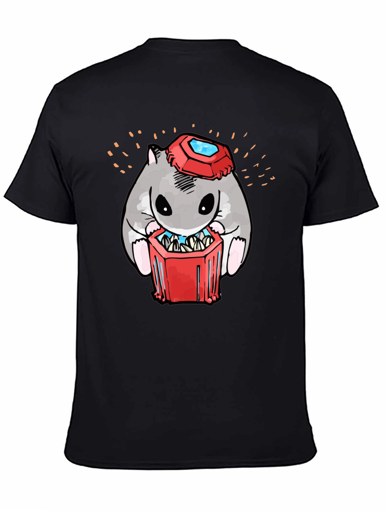 Black Hamster T-Shirt with Gemstone Hat view 4