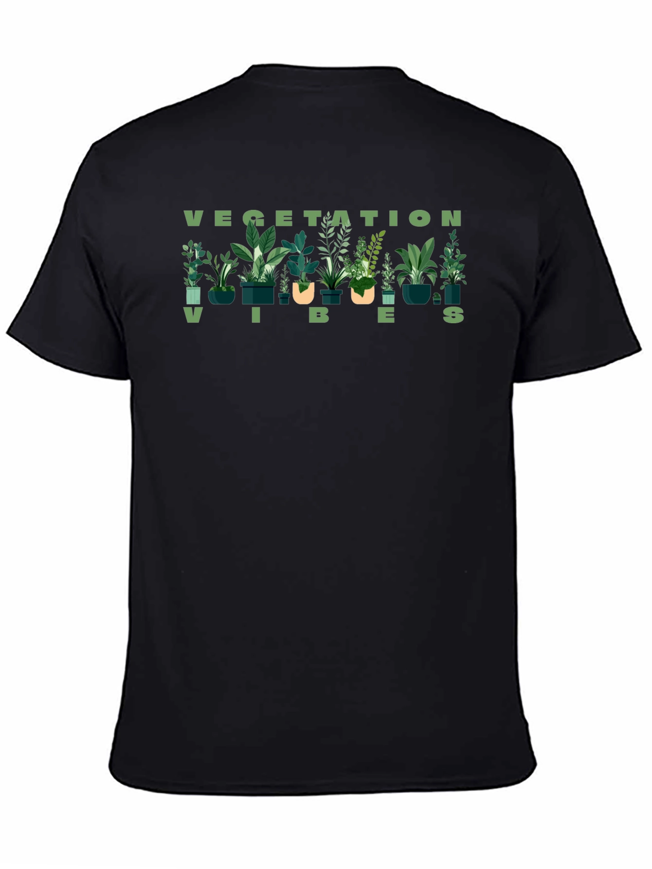 Black Vegetation Vibes Graphic Tee - Black view 4