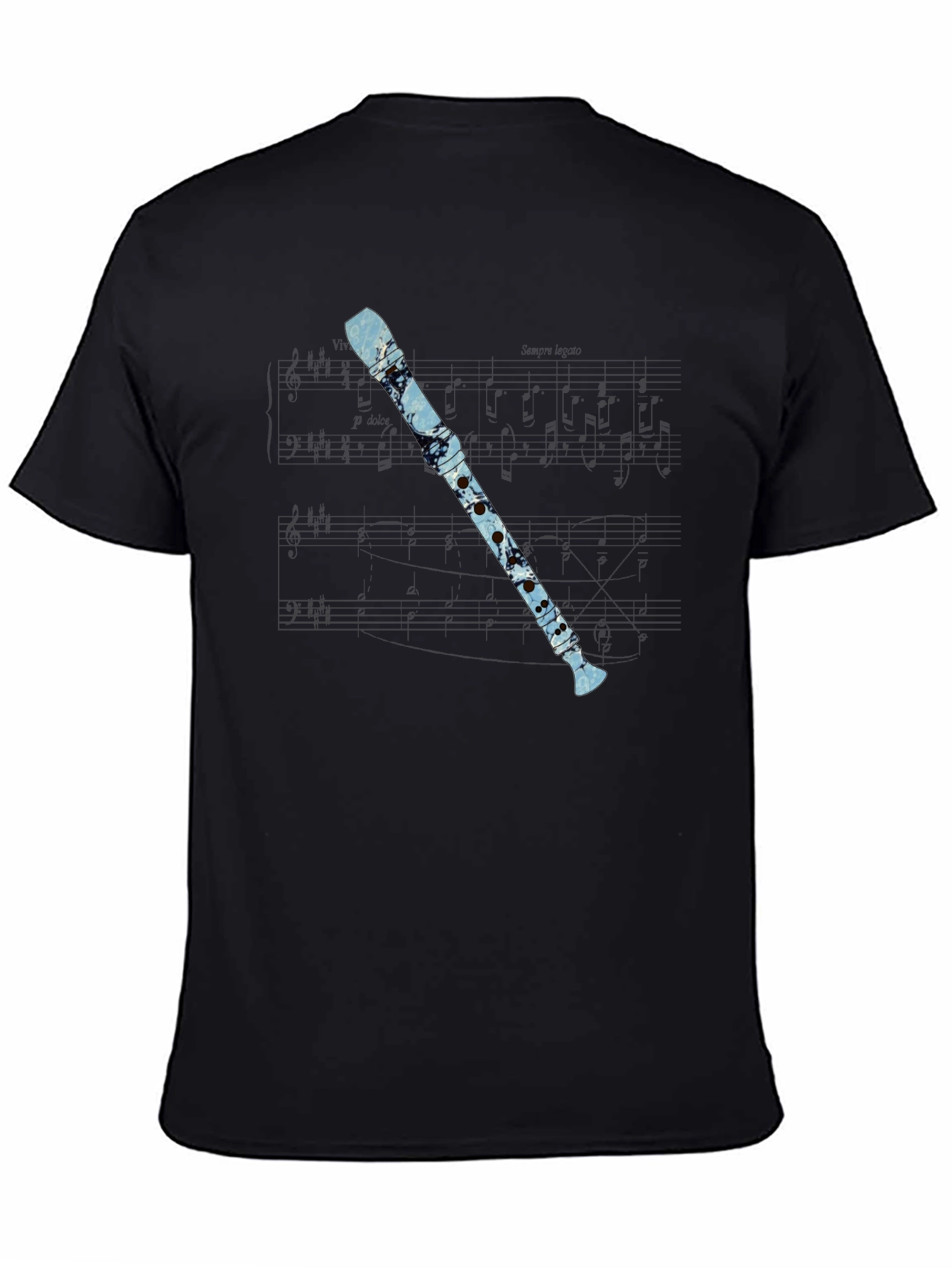Black Music Lover's Flute Graphic Tee view 4