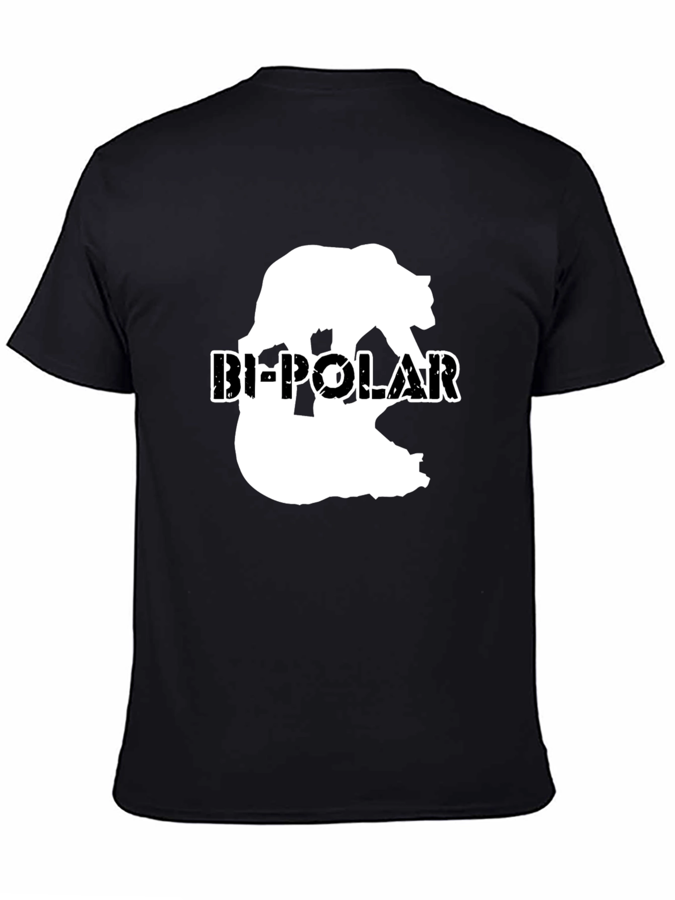 Black Bi-Polar Bear Graphic Print Black T-Shirt view 4