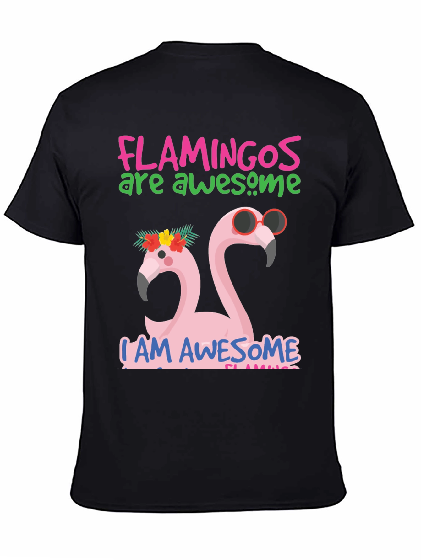Black Awesome Flamingo Graphic T-Shirt view 4