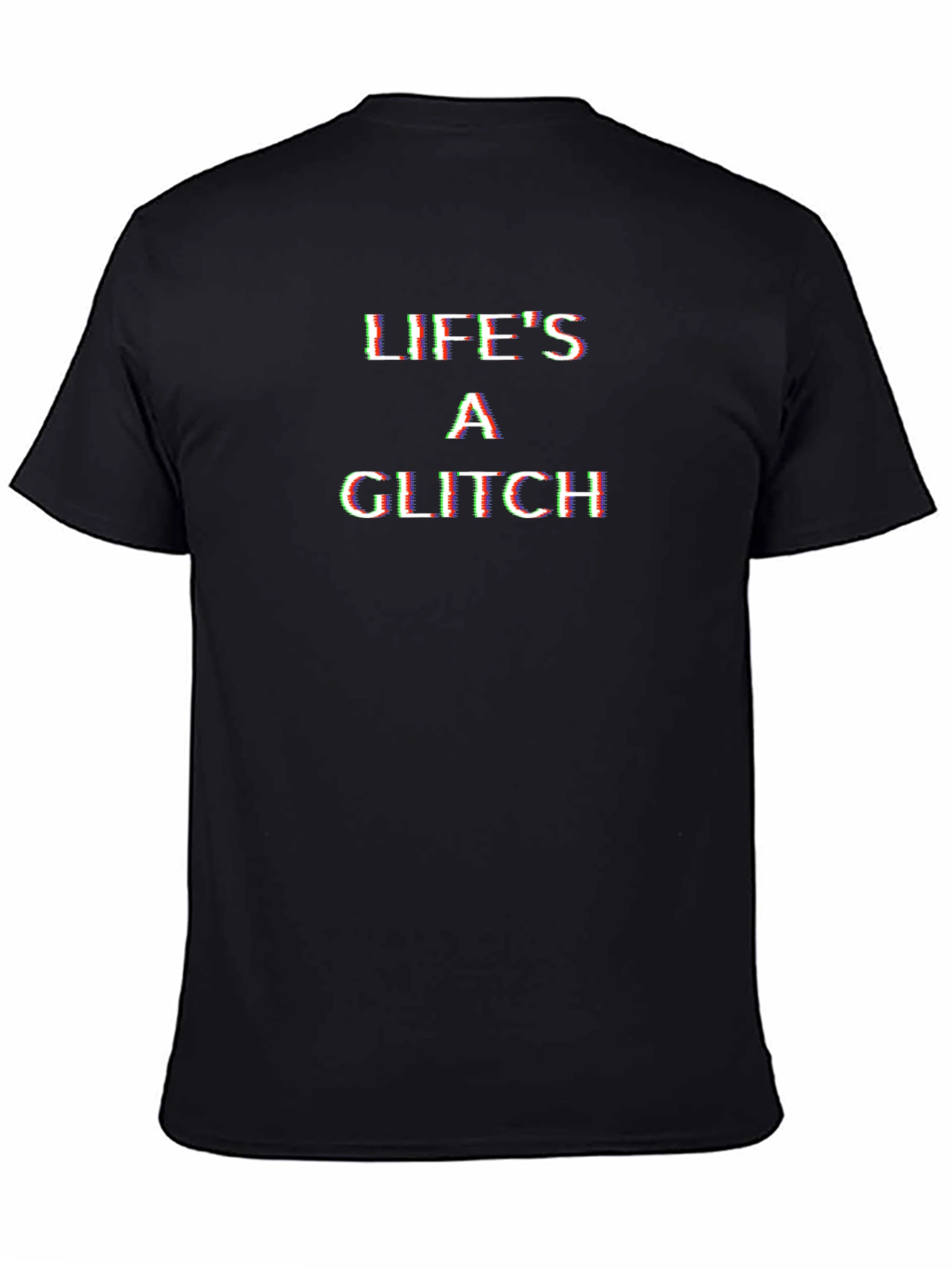 Black Life's a Glitch Graphic Tee - Black Casual T-Shirt view 4