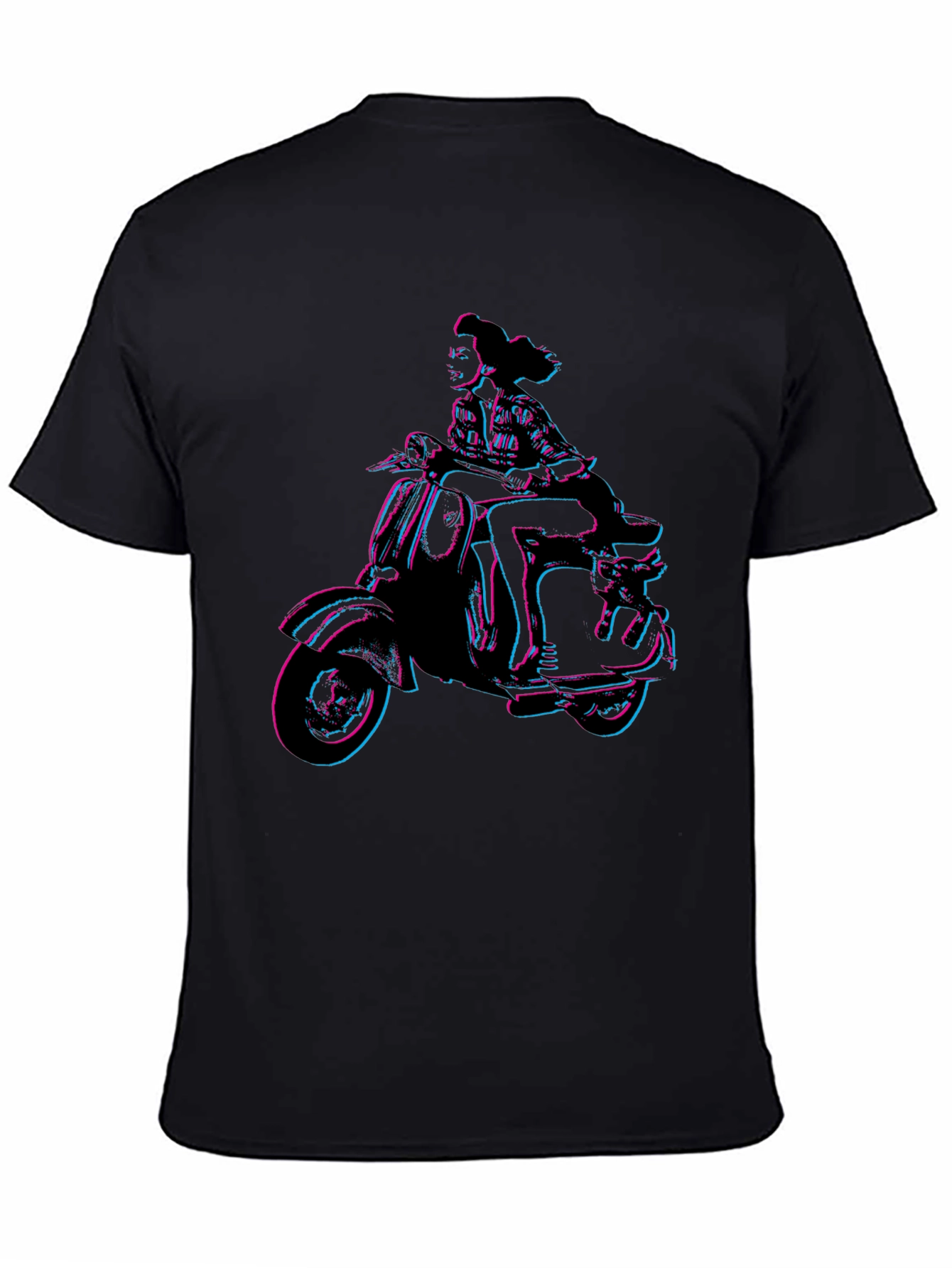 Black Retro Woman on Scooter Graphic Tee - Black view 4
