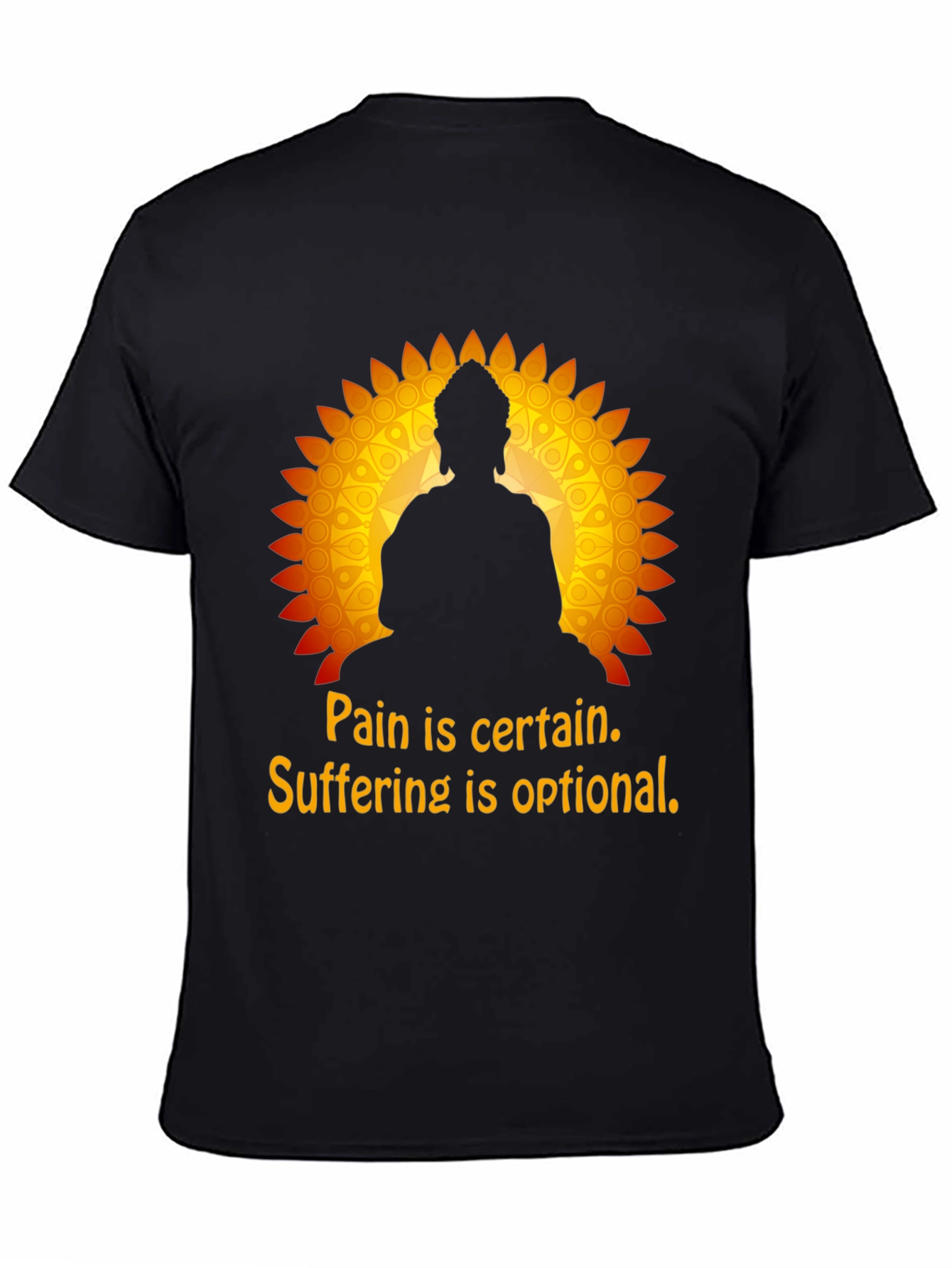 Black Pain and Suffering Buddha Graphic T-Shirt view 4
