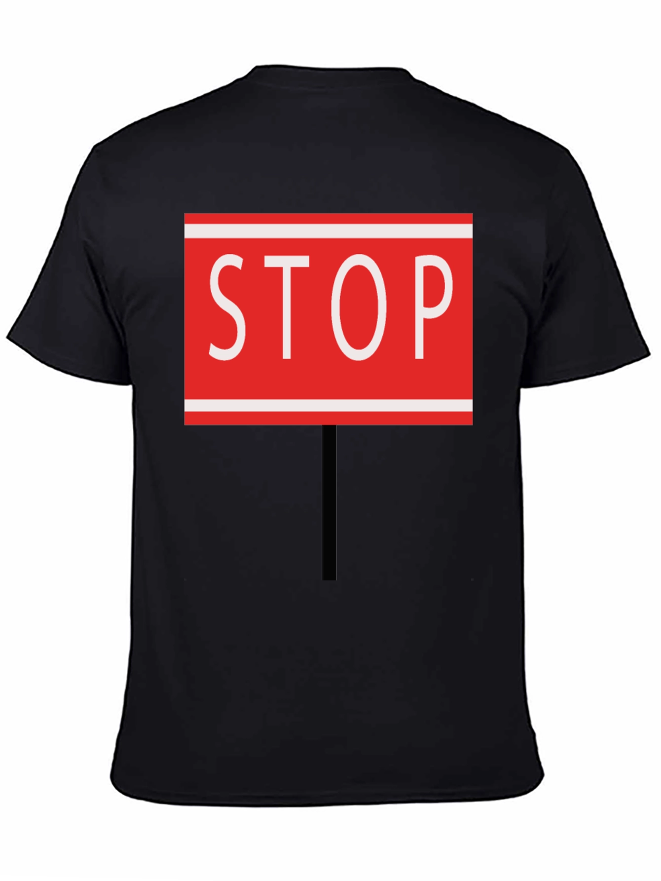 Black Stop Sign Graphic Tee - Black Cotton Blend view 4
