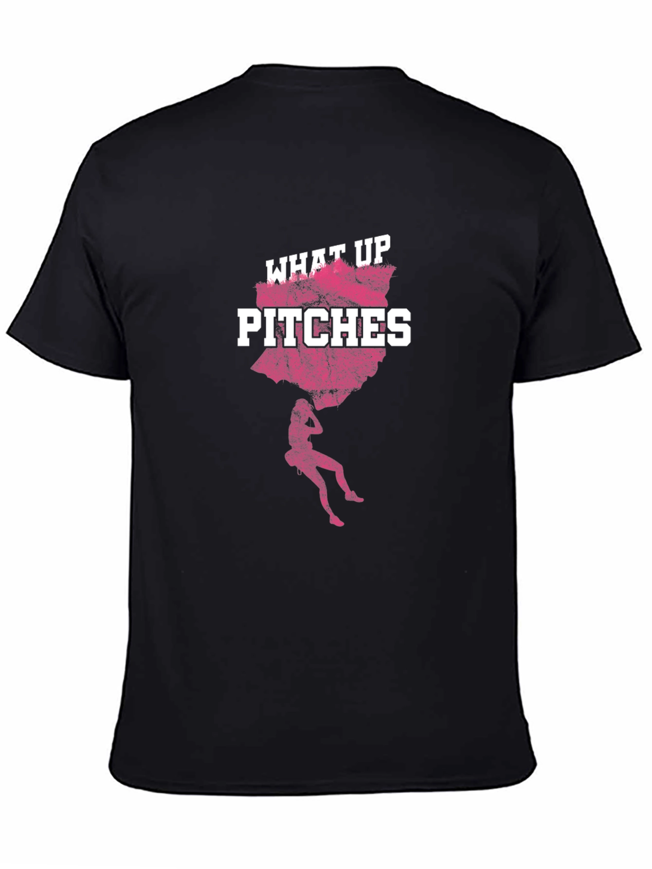 Black What Up Pitches Graphic Tee - Funny Adult Humor view 4