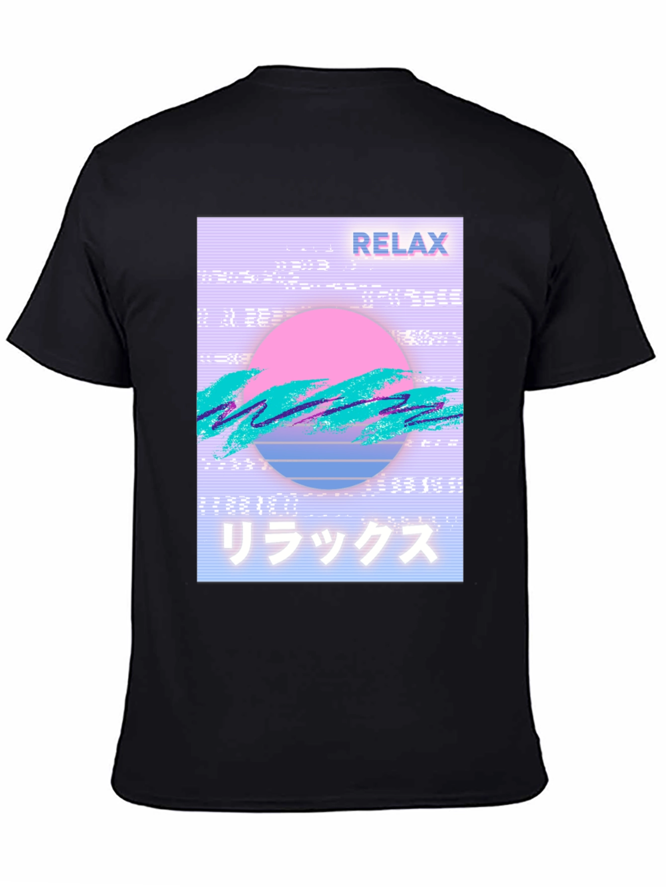 Black Relax Vaporwave Graphic T-Shirt - Trendy Casual Wear view 4