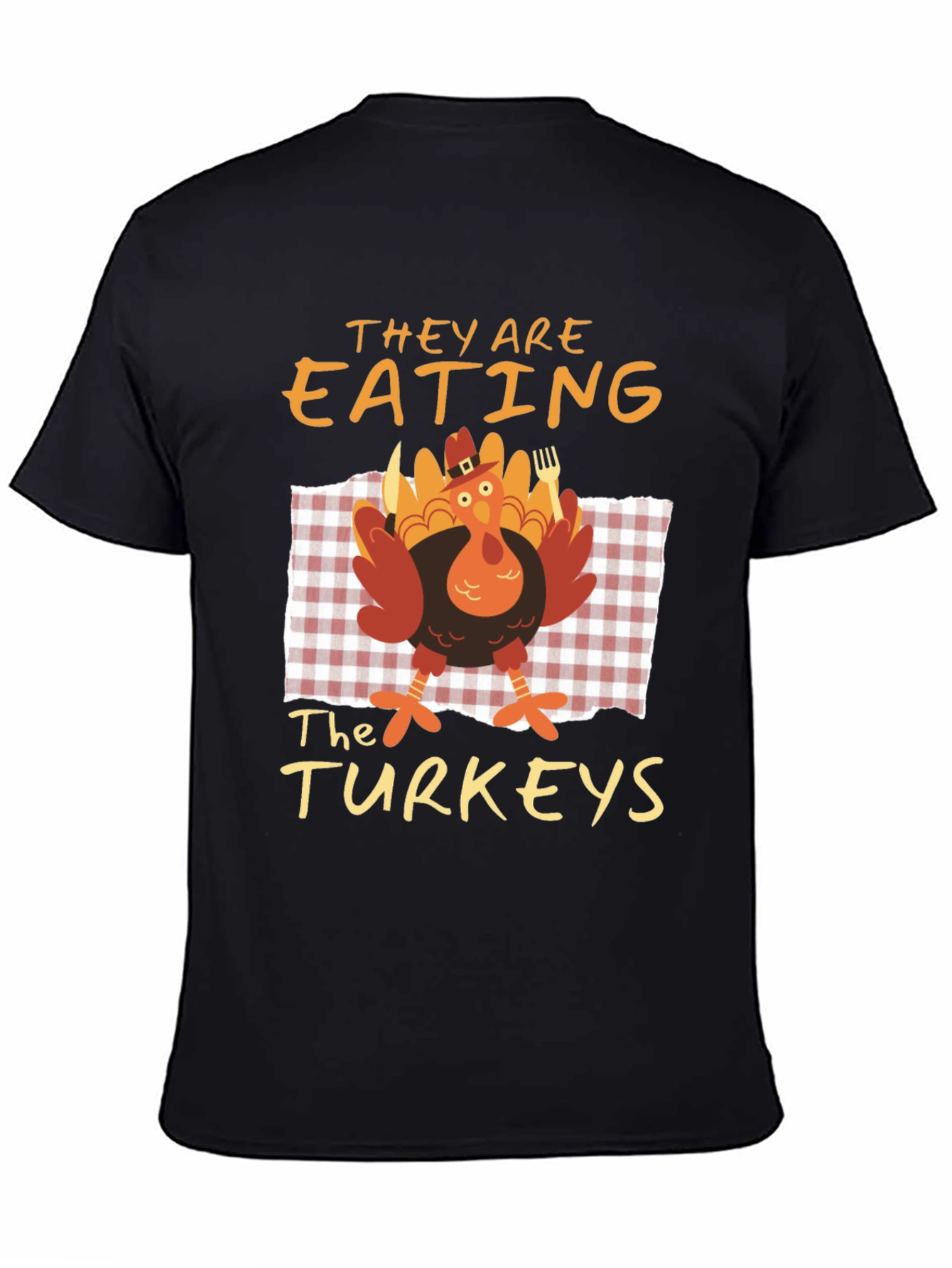 Black Funny Thanksgiving "Eating the Turkeys" Graphic Tee view 4