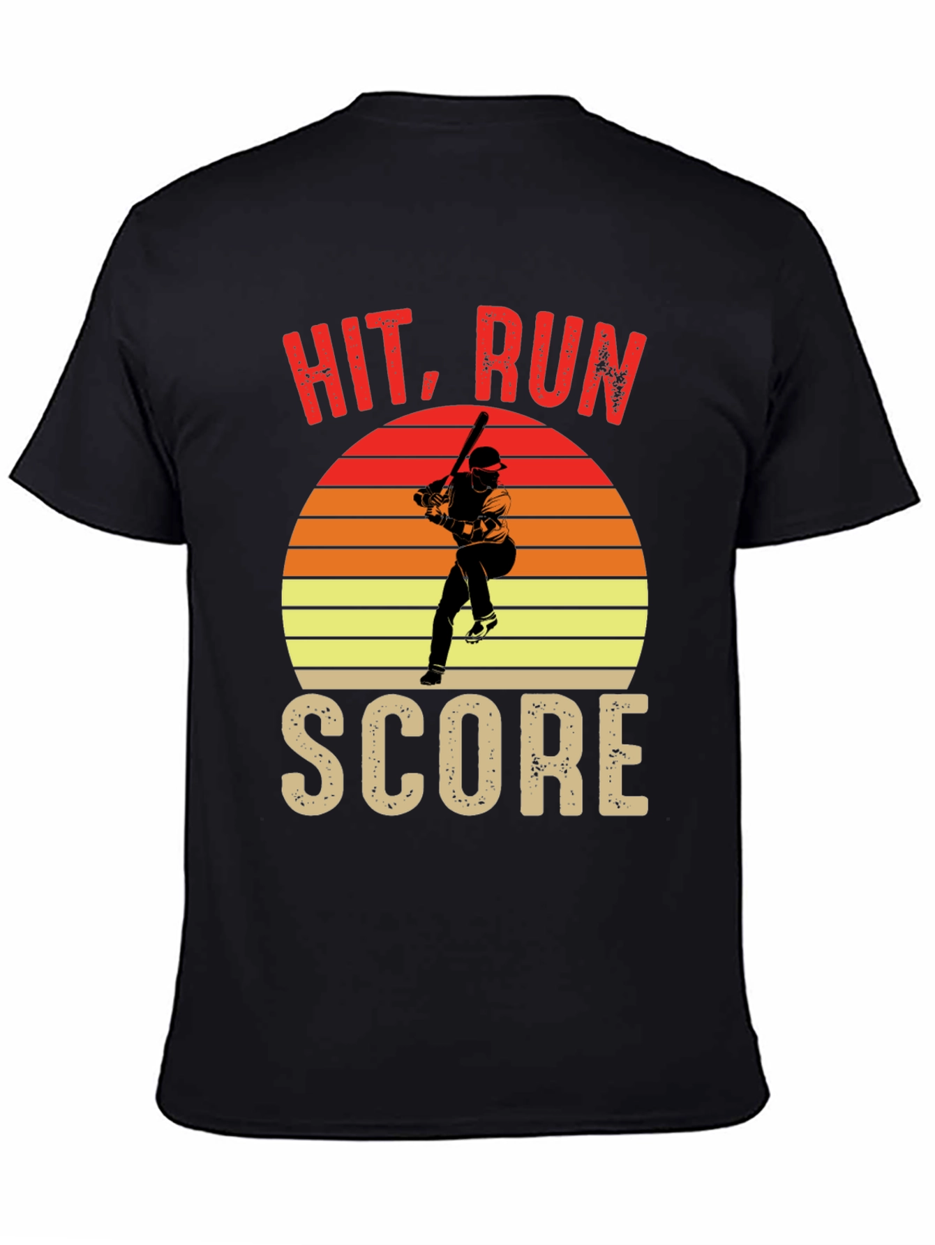 Black Hit Run Score Graphic T-Shirt Baseball Fan view 4