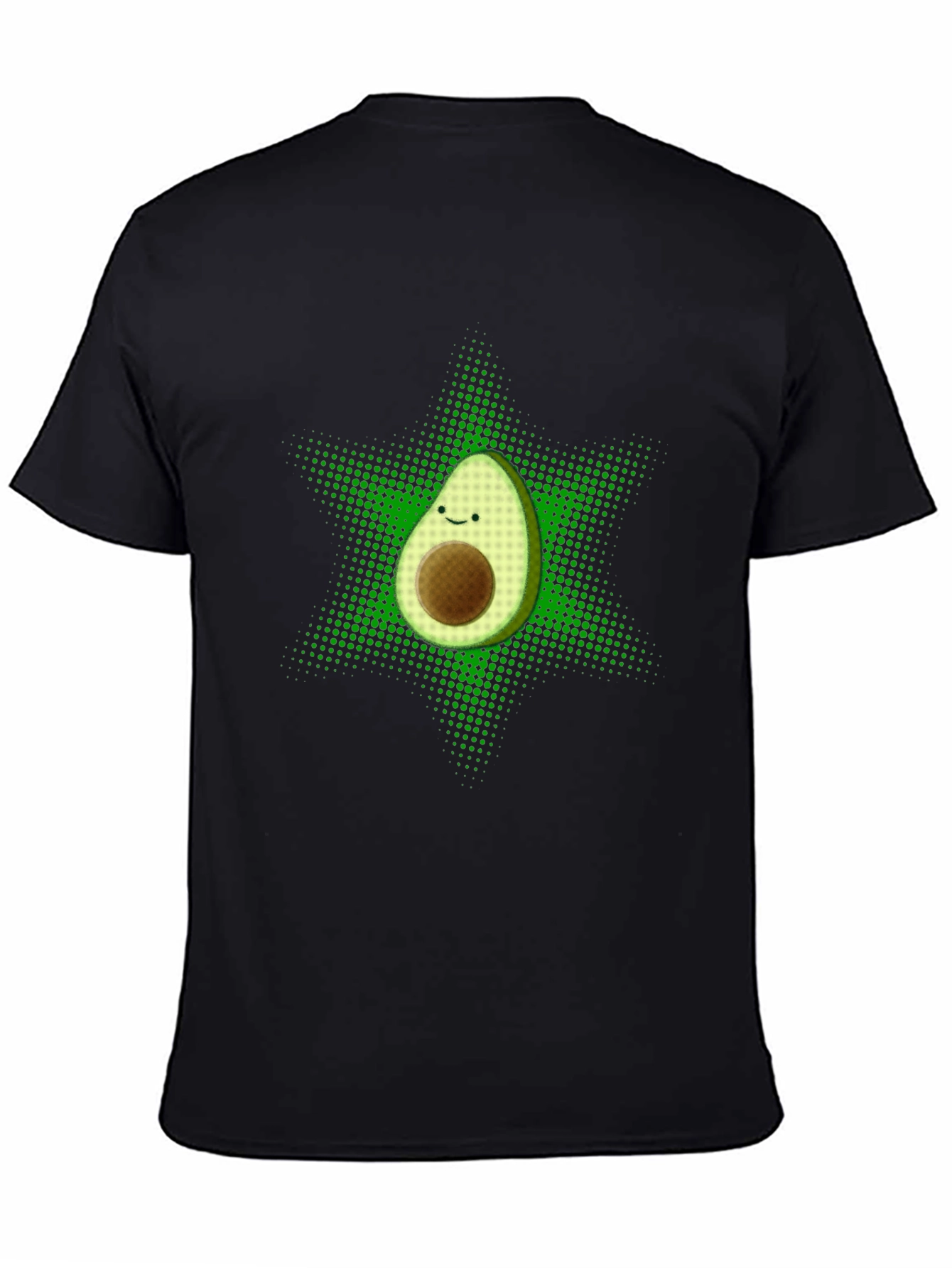 Black Funny Avocado Star T-Shirt - Black view 4