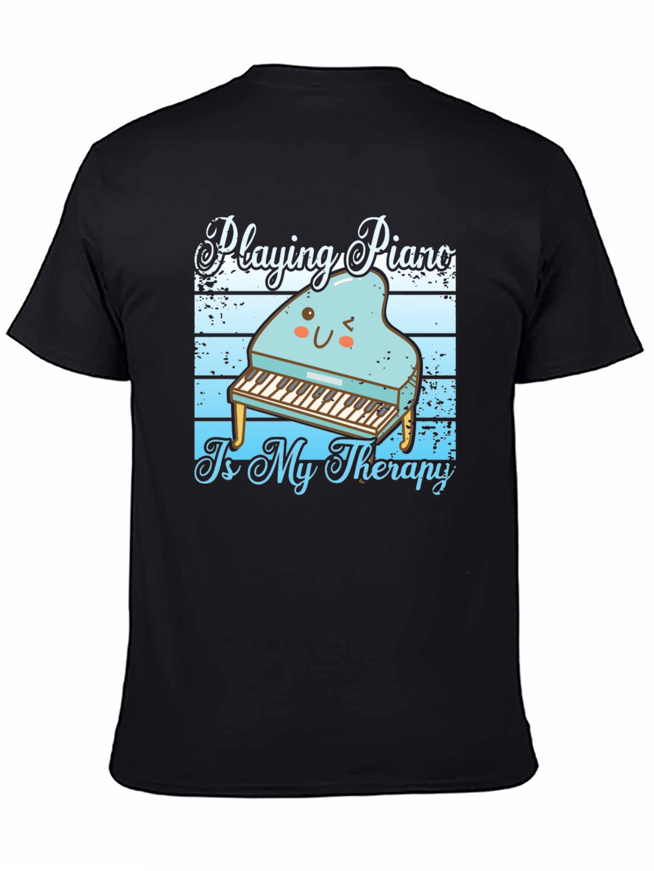 Black Piano Therapy T-Shirt - Music Lover Tee view 4