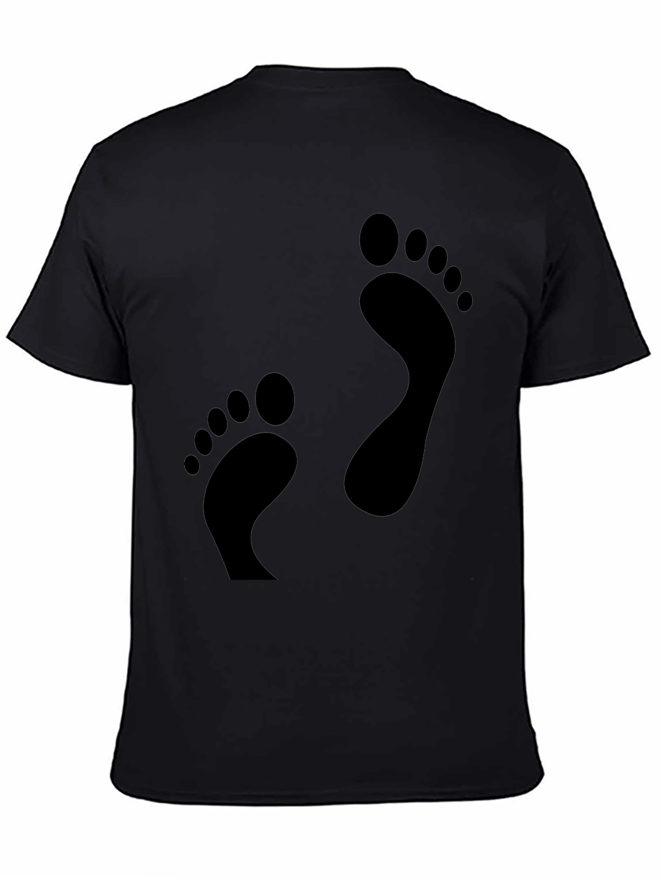 Black Footprint Black T-Shirt - Fun Casual Tee view 4
