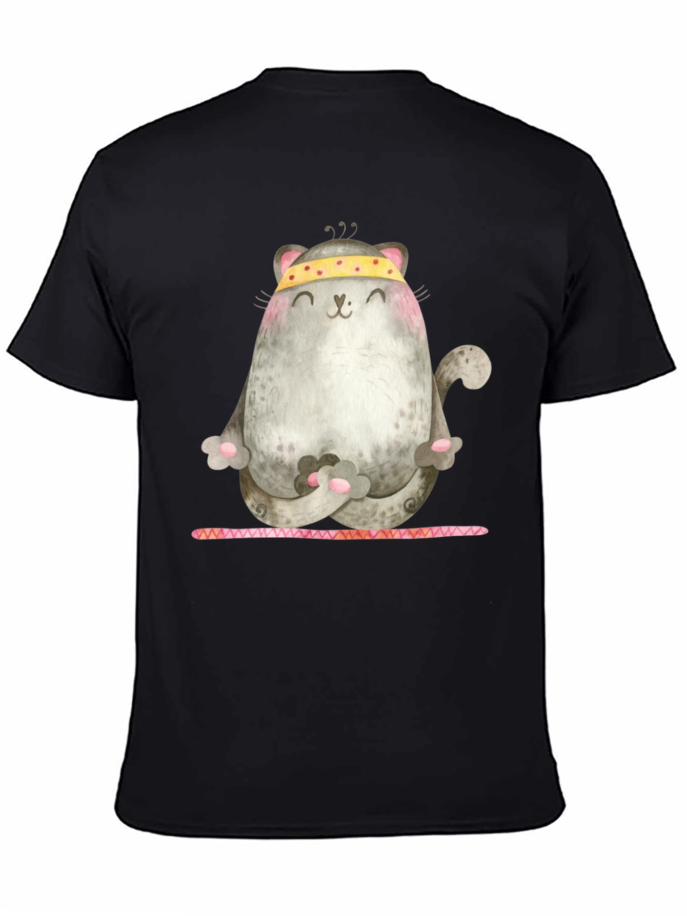 Black Yoga Cat Graphic Tee - Zen Kitten Shirt view 4