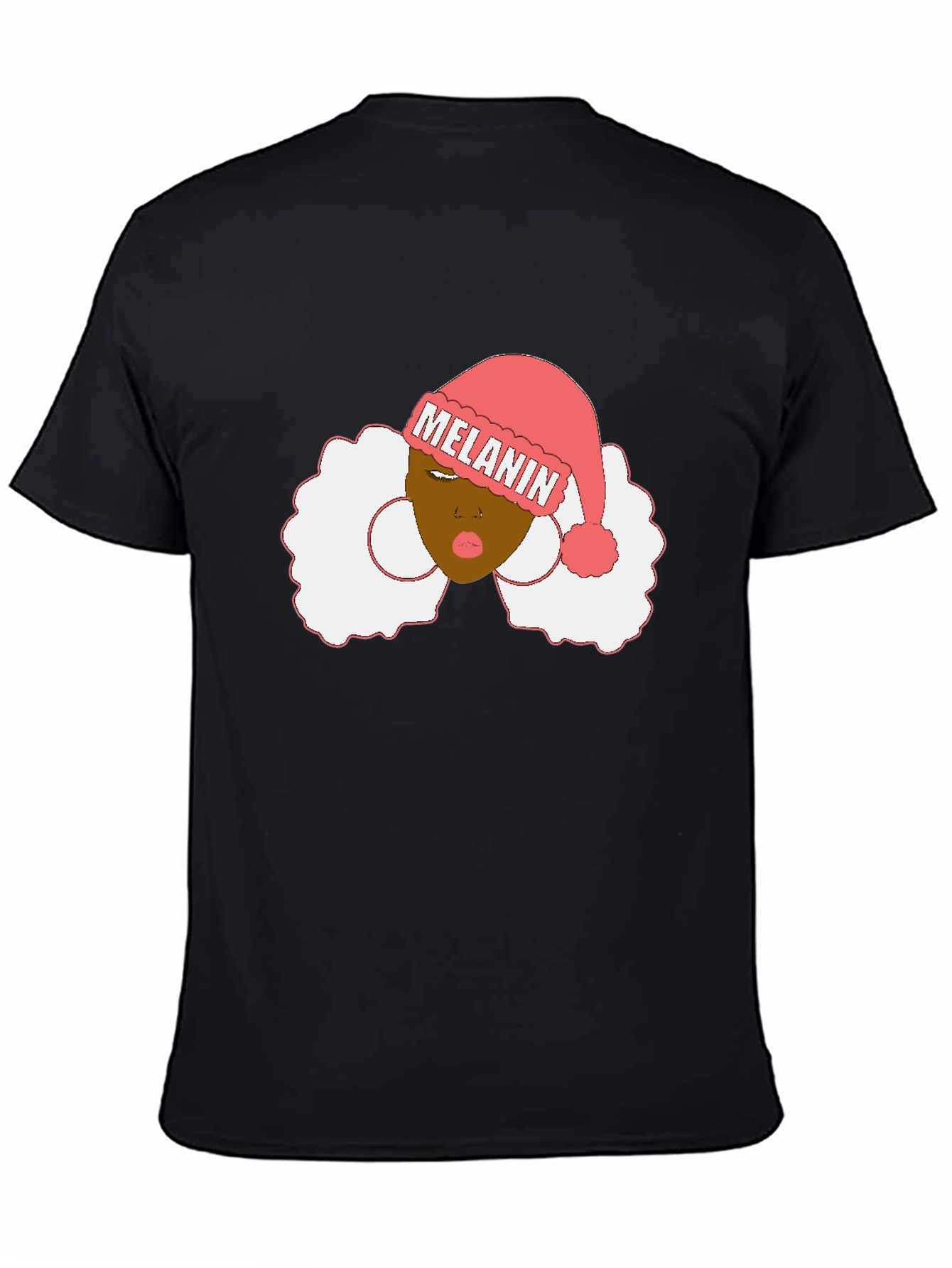 Black Melanin Santa Hat Black Graphic Tee view 4