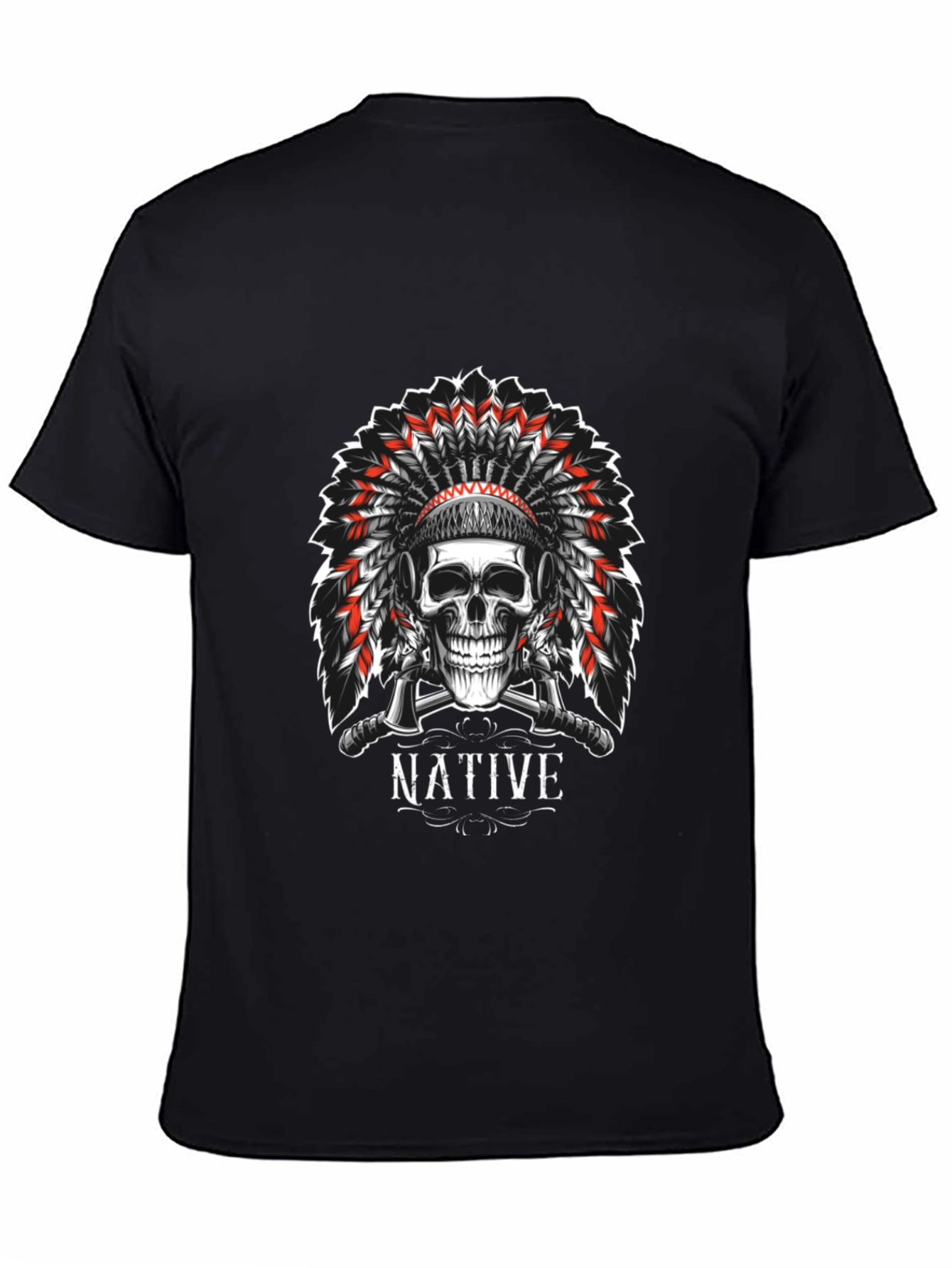 Black Native Skull Graphic Tee - Black view 4