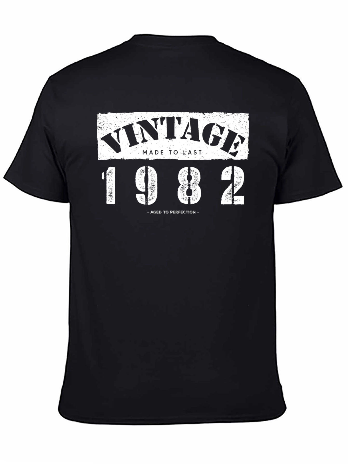 Black Vintage 1982 Aged to Perfection Black T-Shirt view 4