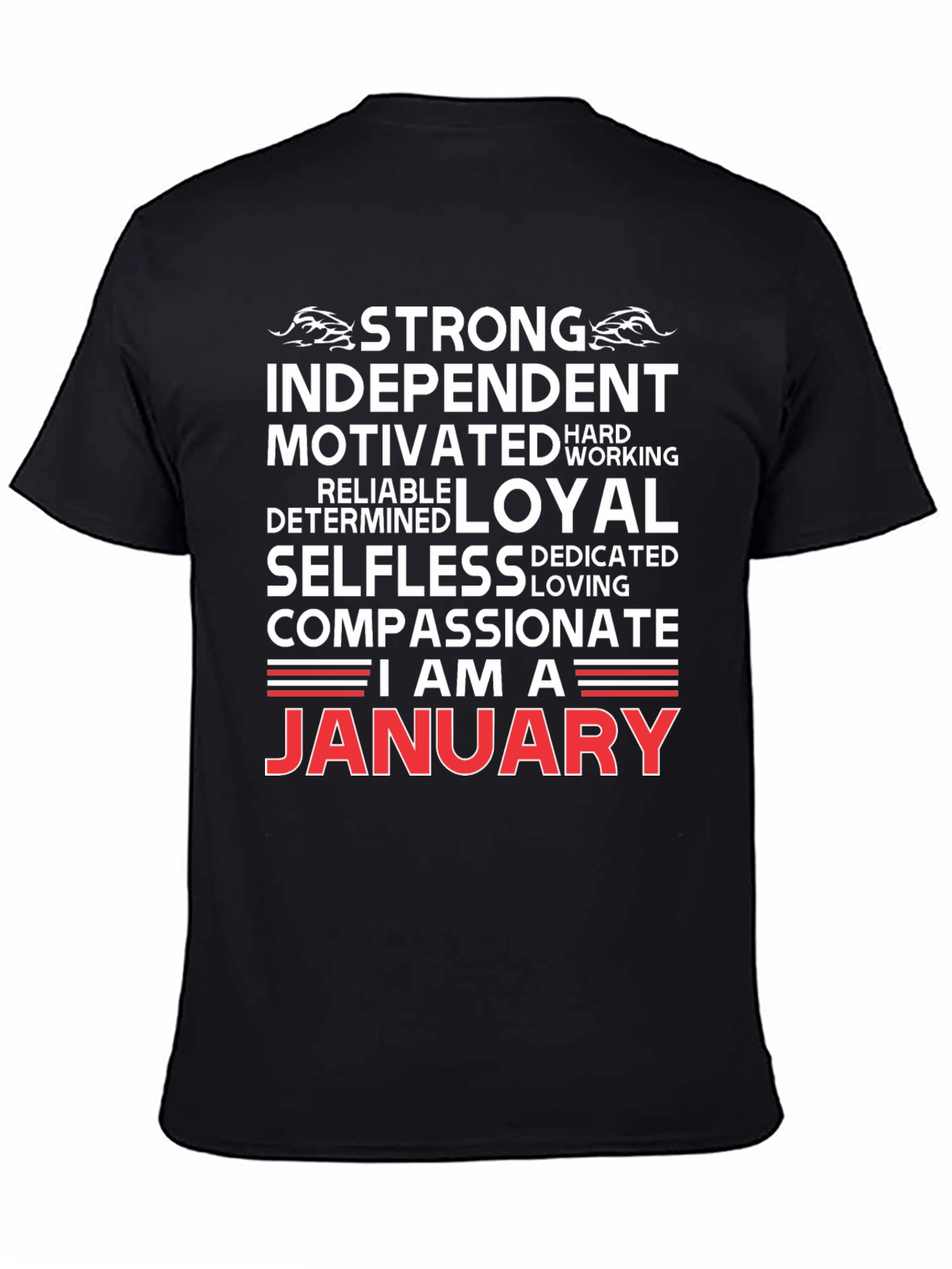 Black January Birthday T-Shirt - Strong, Loyal, Compassionate view 4