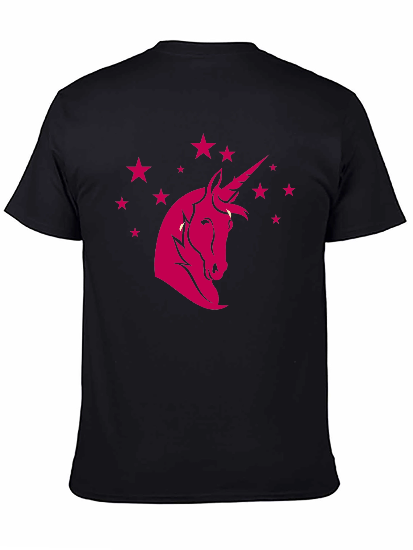 Black Unicorn Star Graphic Tee - Black Cotton Blend Casual T-Shirt view 4