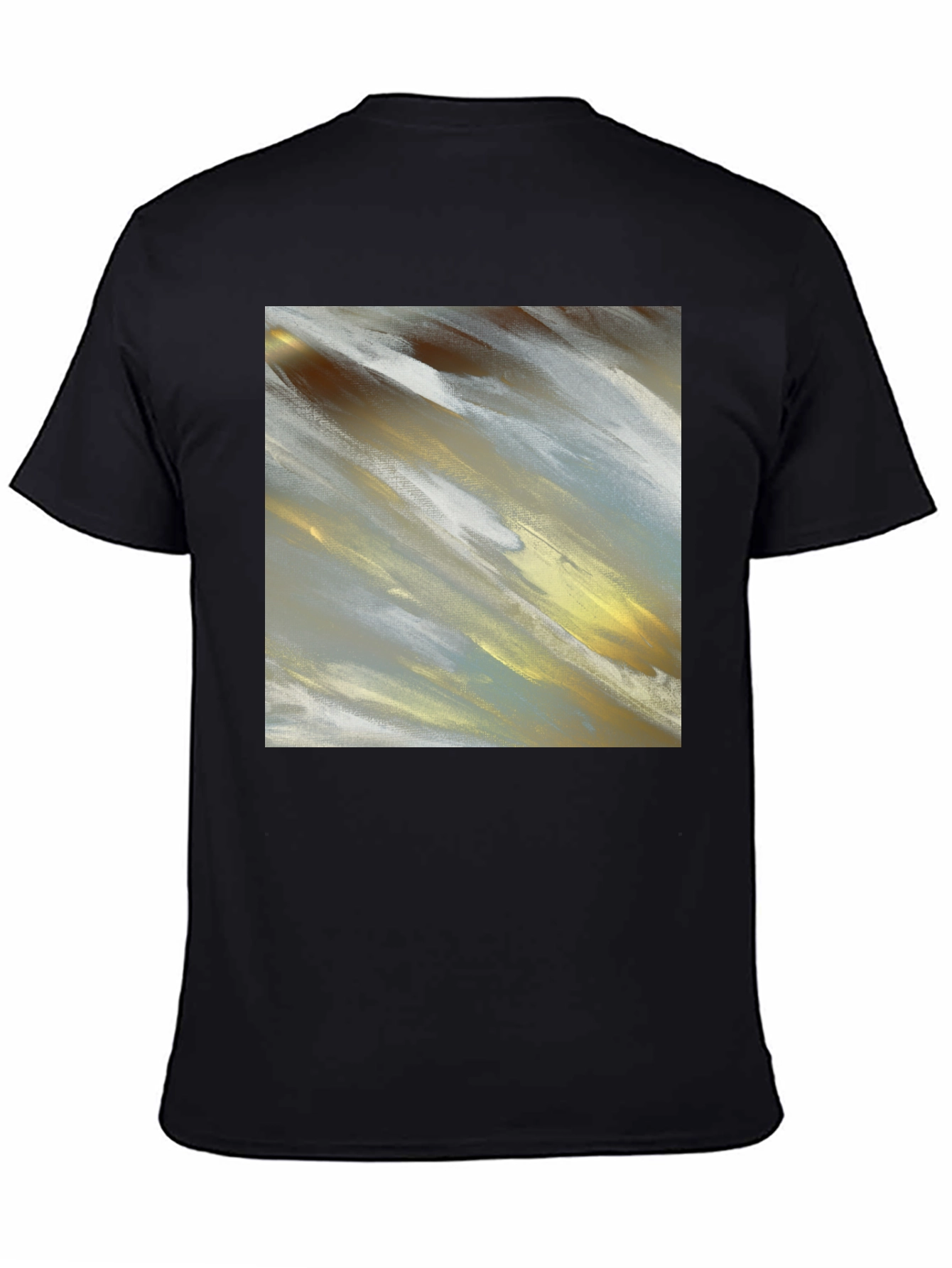 Black Abstract Art T-Shirt - Modern Brushstroke Design view 4