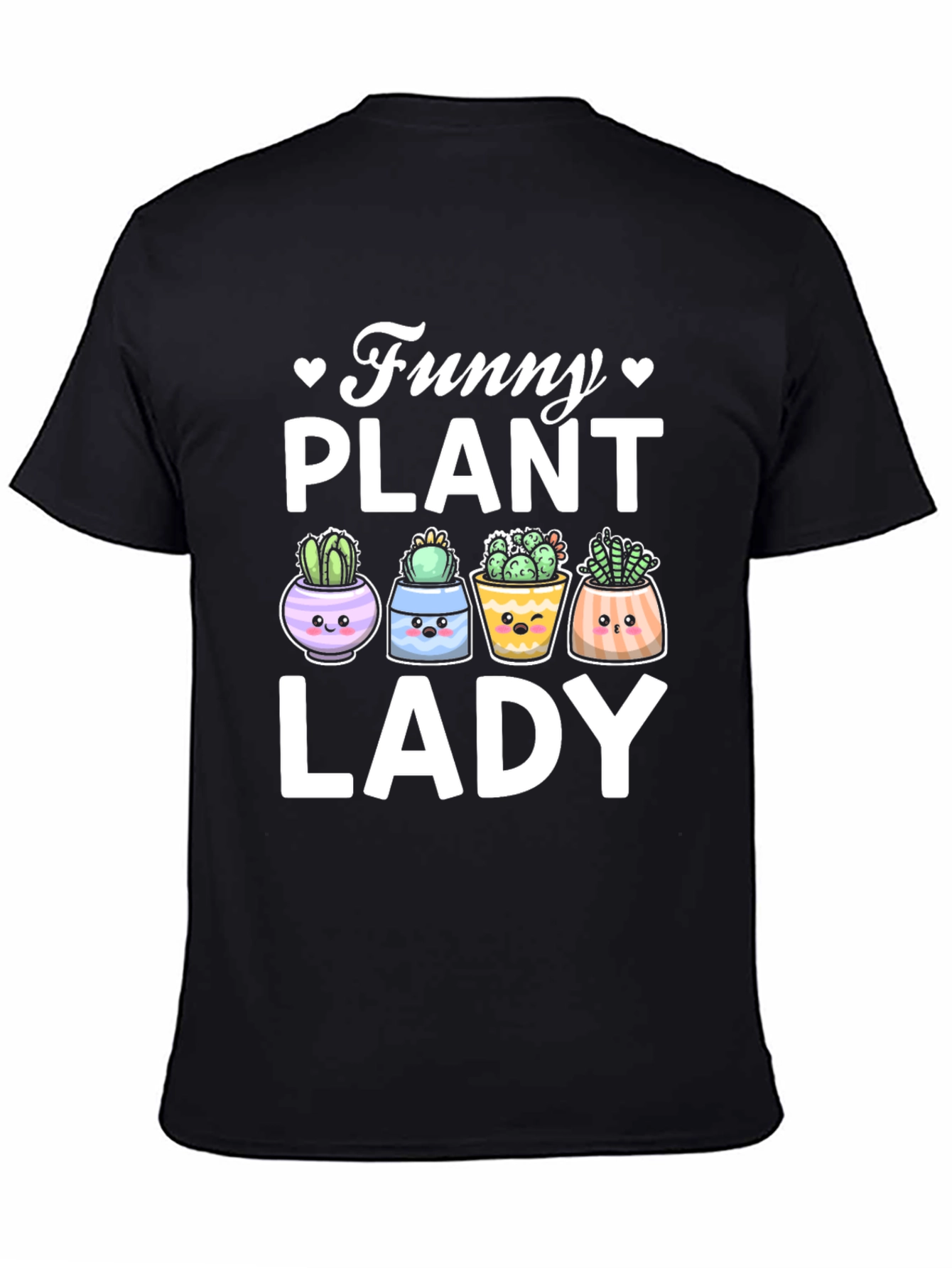 Black Funny Plant Lady T-Shirt - Cute Cactus Graphic Tee view 4