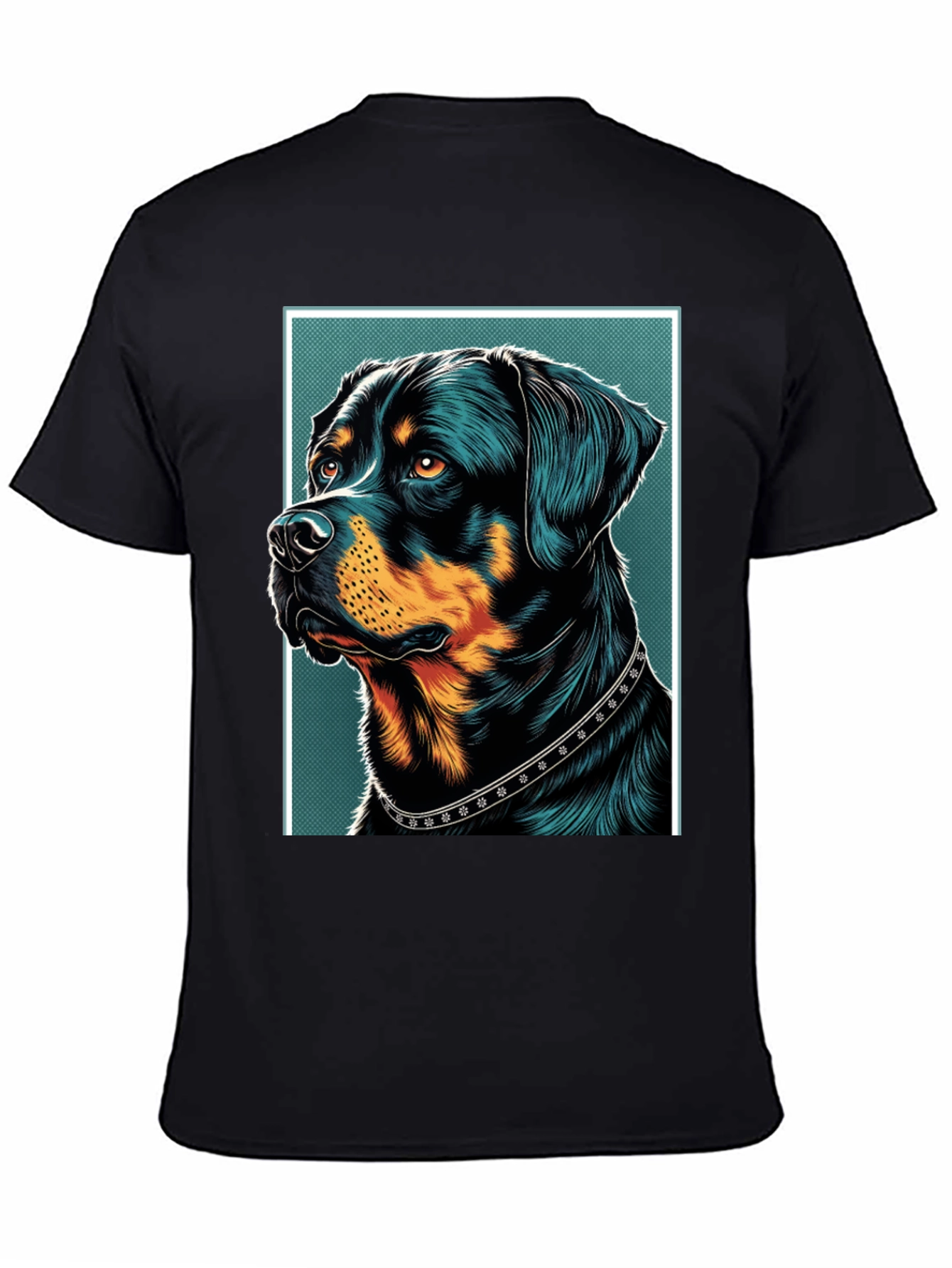 Black Rottweiler Graphic Print Black T-Shirt view 4