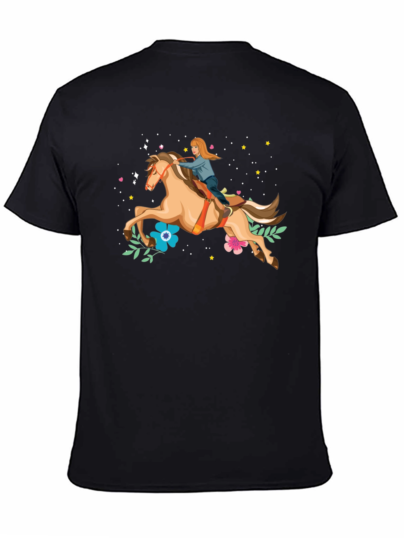 Horse Riding Graphic Tee - Black Unisex T-Shirt - 4