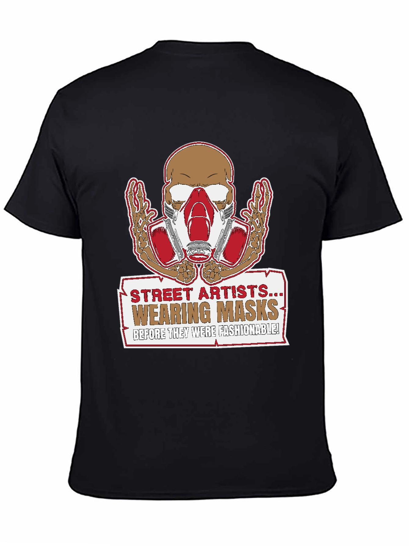 Street Artist Mask Skeleton Graphic T-Shirt - 4