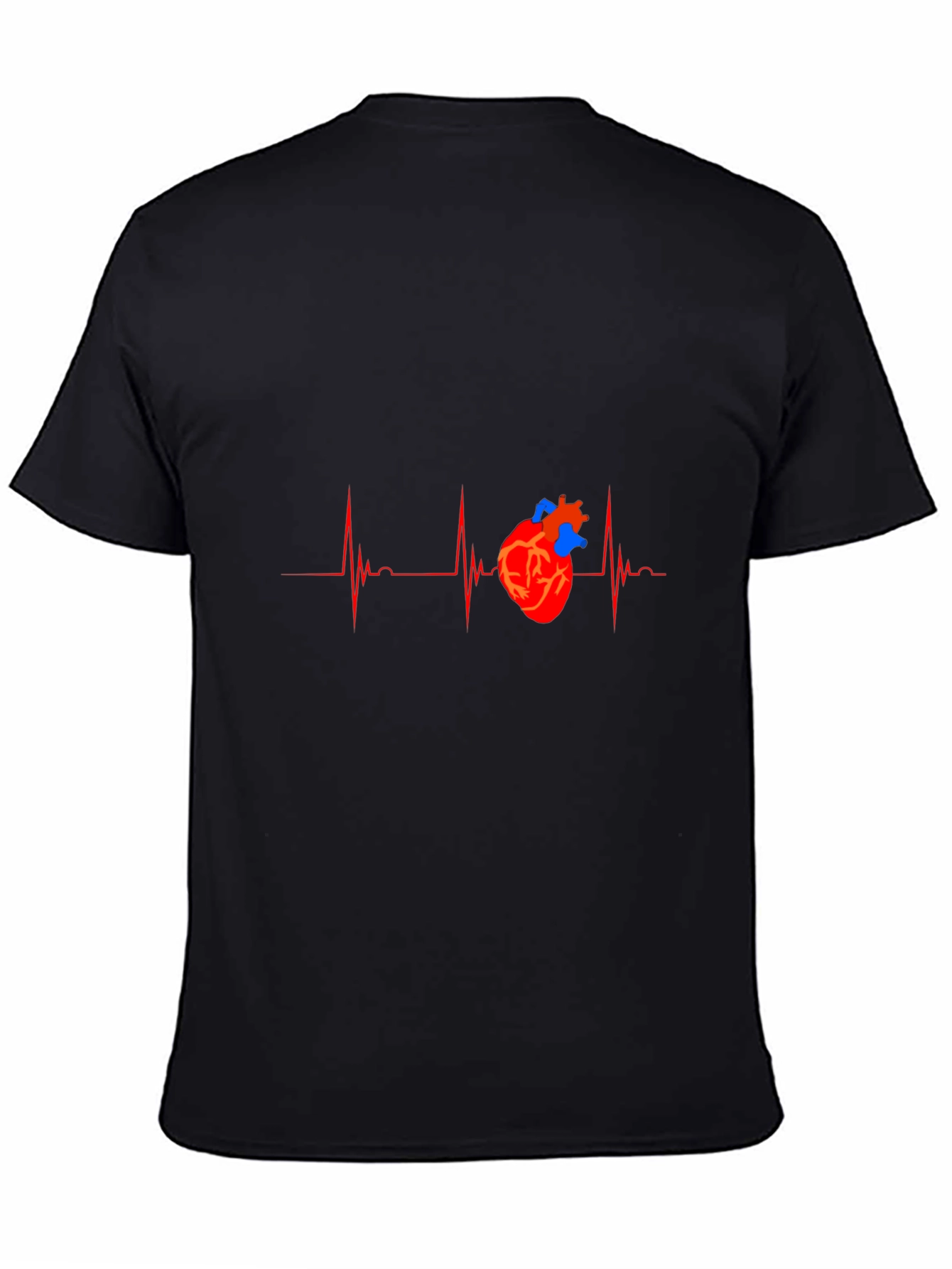 Black Heartbeat Heart Graphic Tee - Black view 4