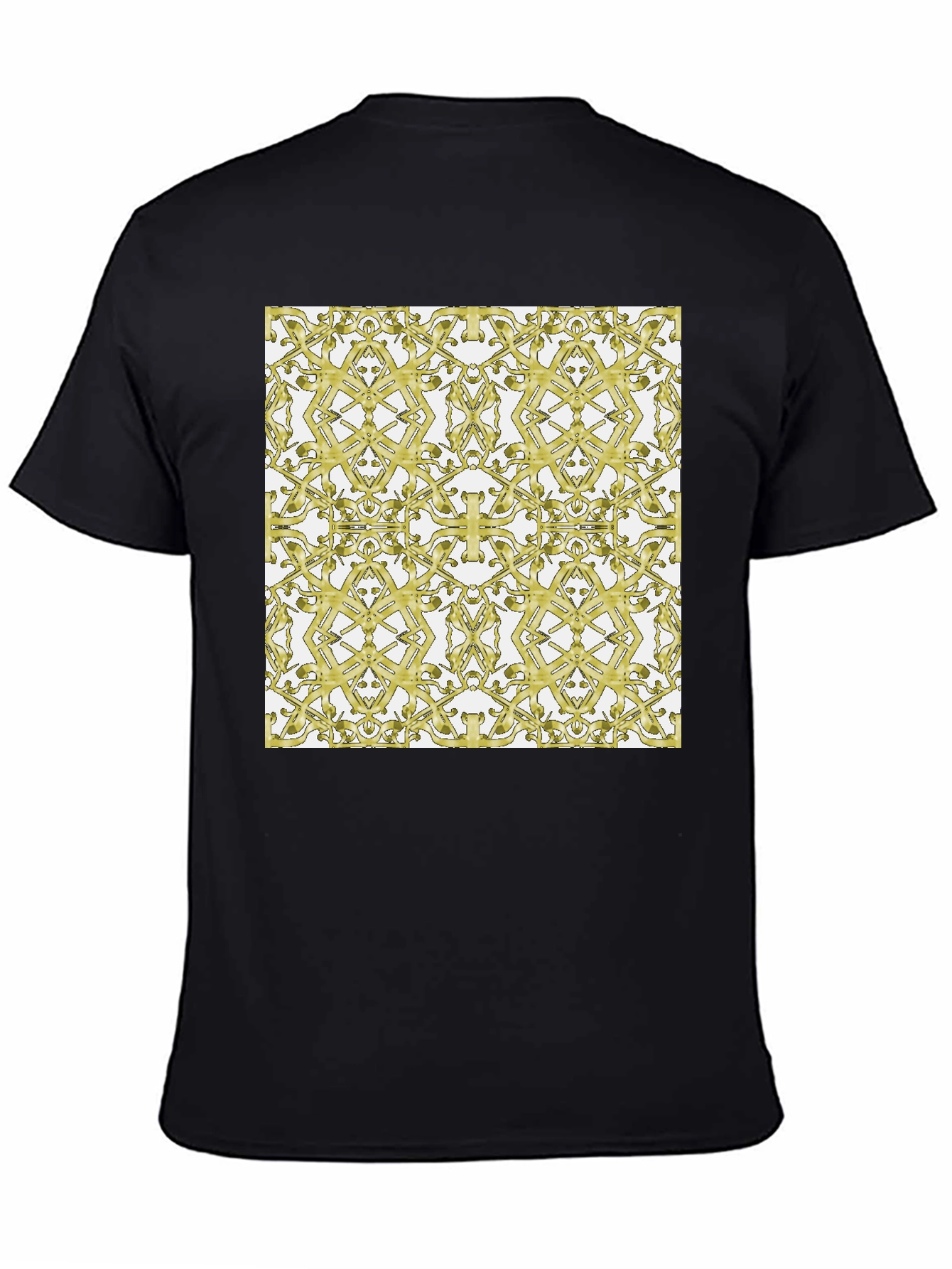 Black Gold Patterned Black T-Shirt view 4