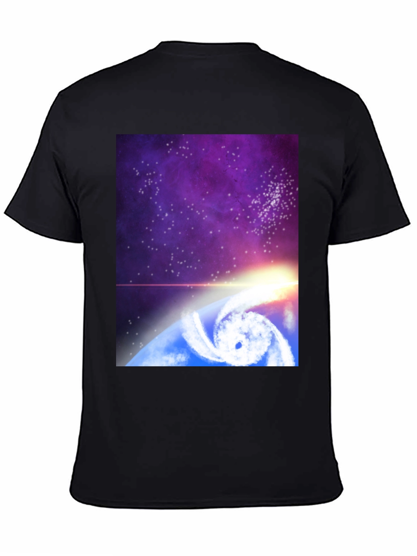 Black Cosmic Hurricane Graphic Tee - Black Cotton Blend view 4