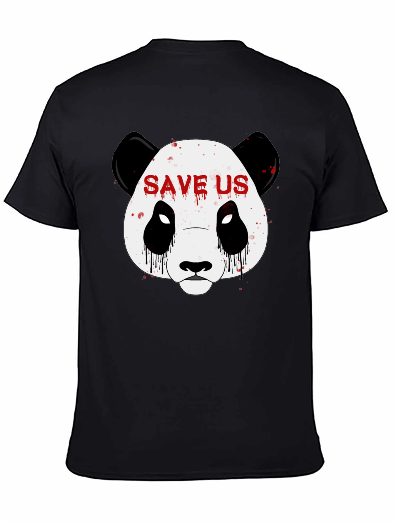 Black Save Us Panda Graphic Print Black T-Shirt view 4