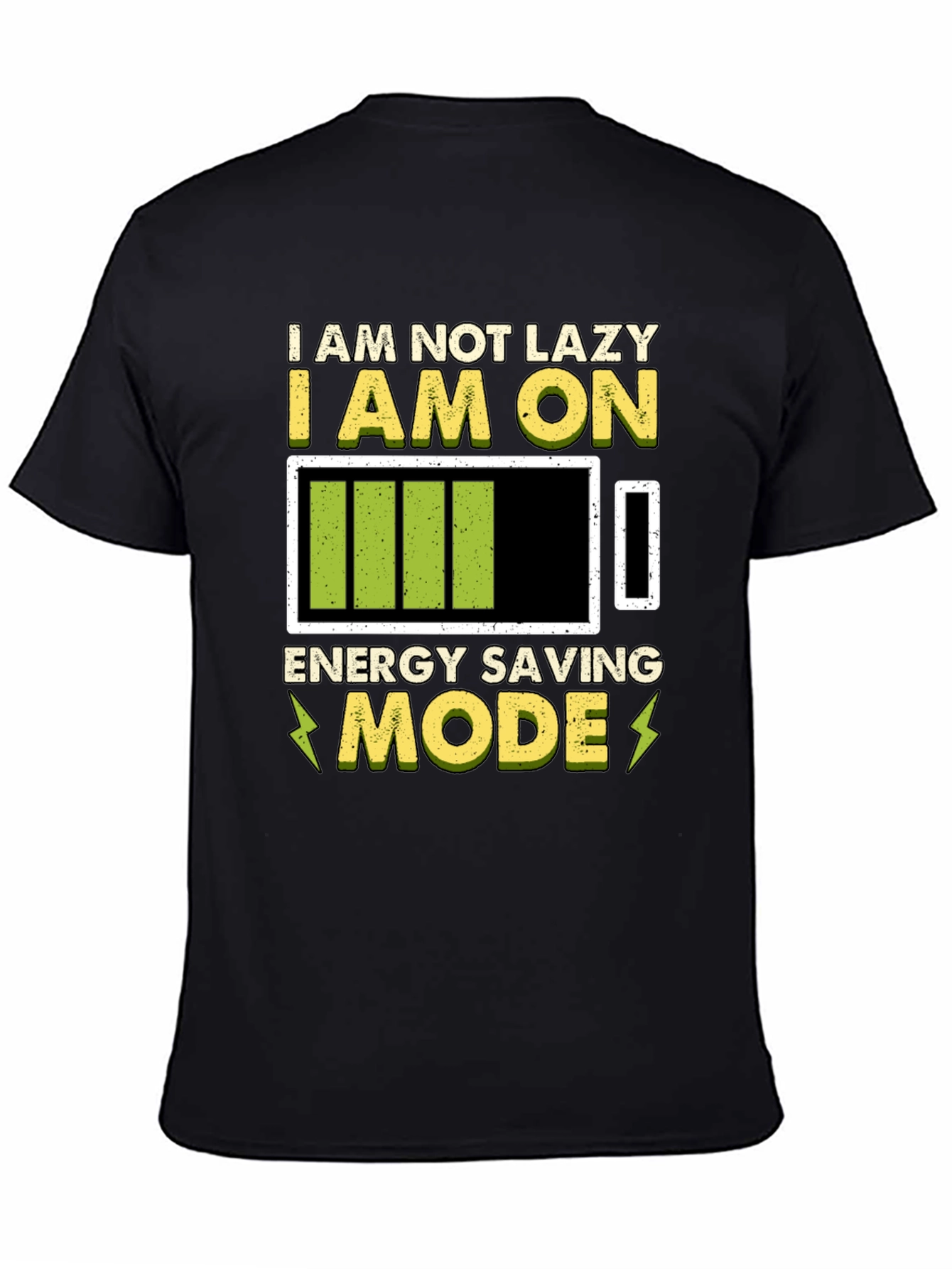 Black Energy Saving Mode Graphic Tee - Lazy Humor T-Shirt view 4