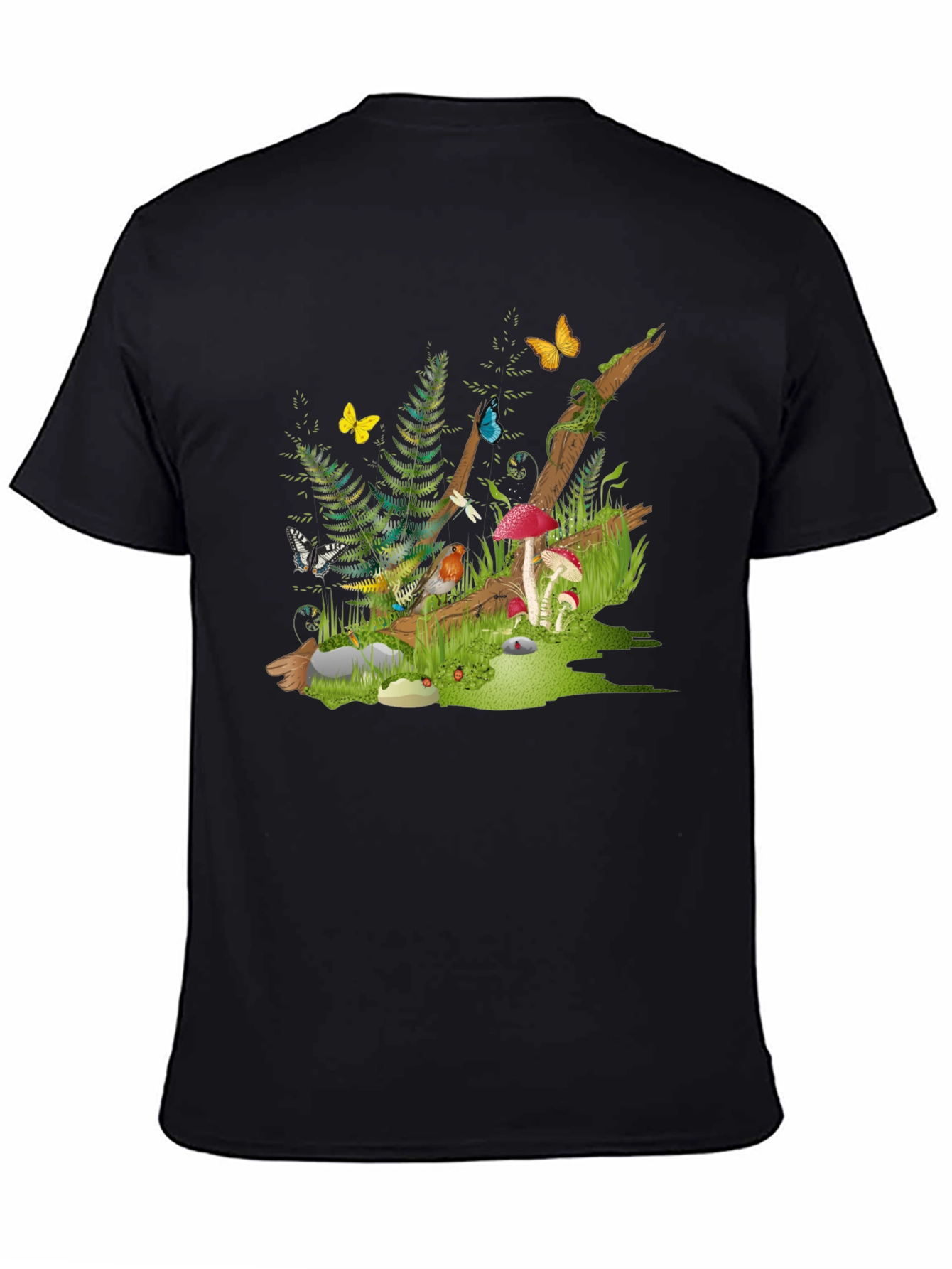 Black Enchanted Forest Tee - Nature Graphic Black T-Shirt view 4